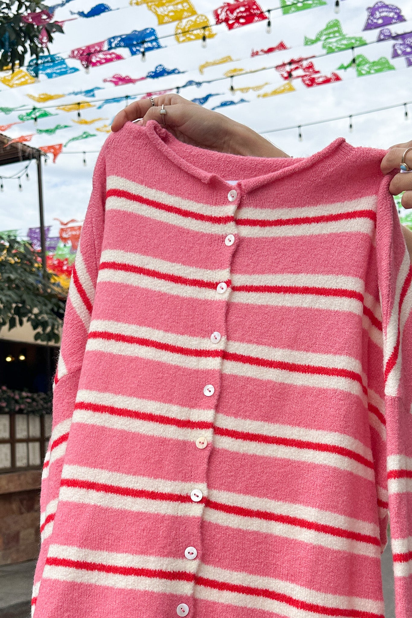 Haven Cardigan in Pink and Red