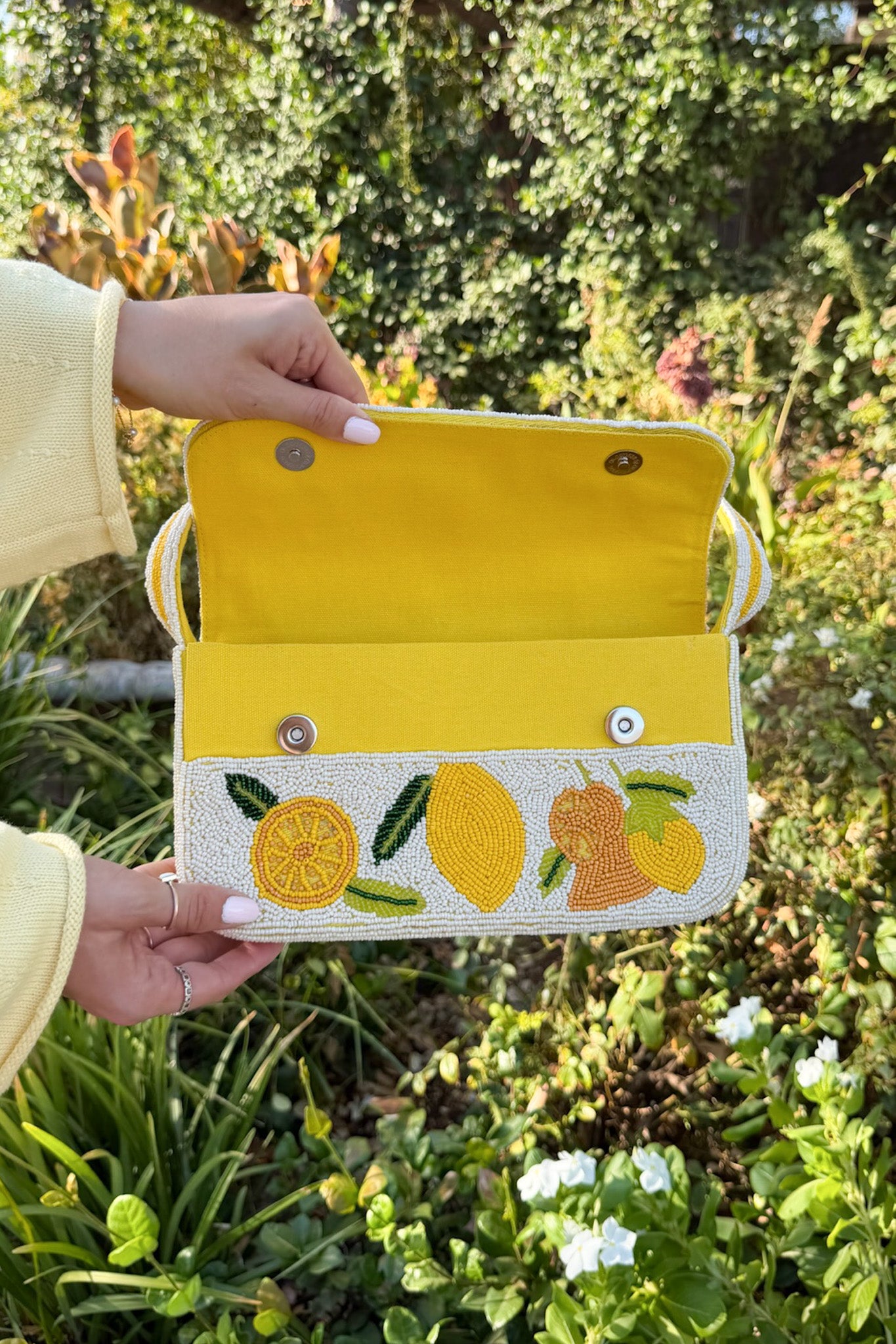 Lemon Drop Beaded Shoulder Bag