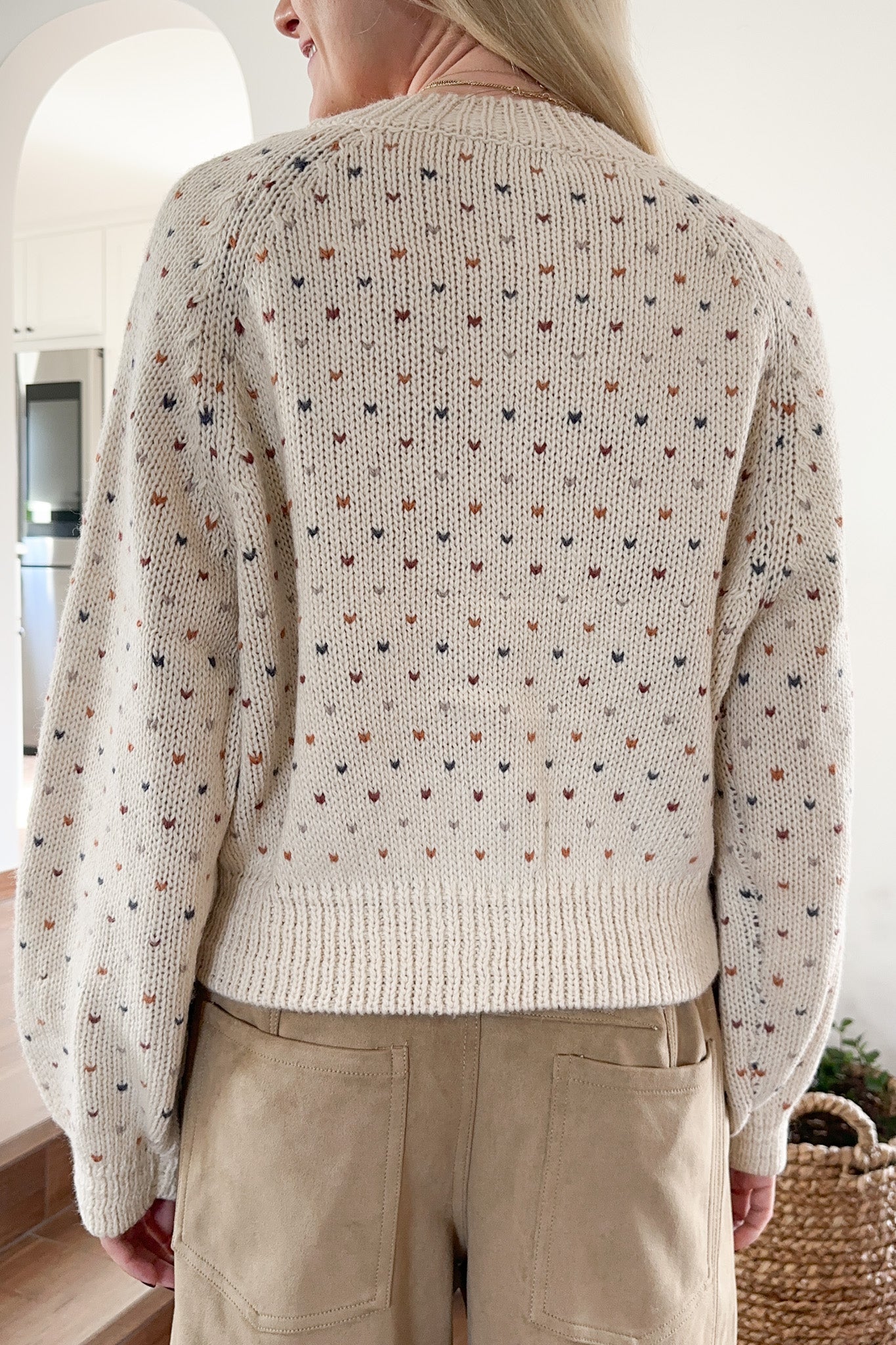 Flutter Button Down Hearts Cardigan in Natural - Neutral Ground