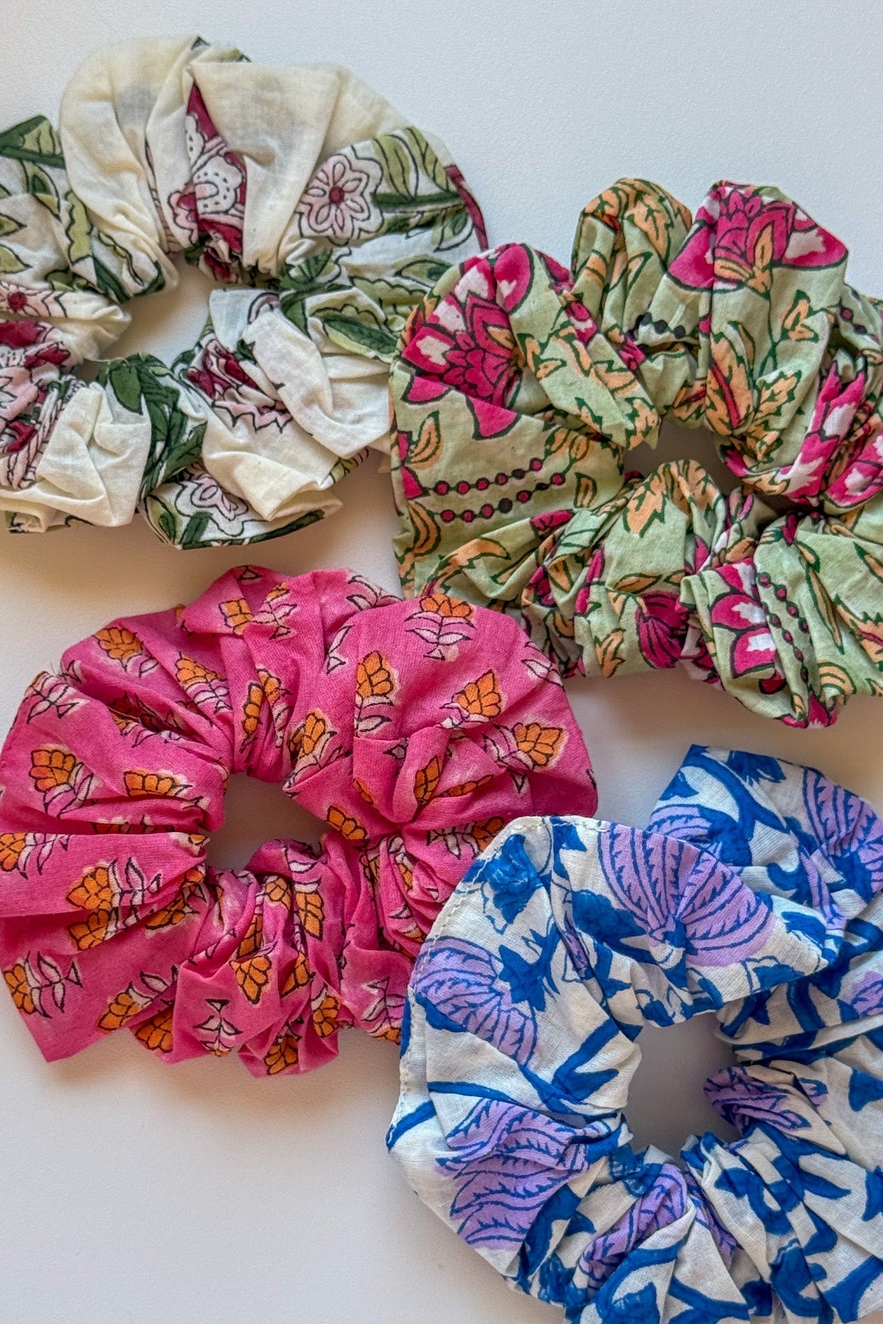 Monroe Floral Cotton Scrunchie in Sage