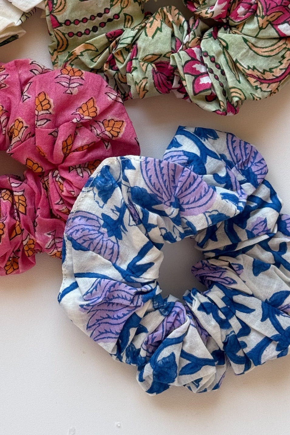 Monroe Floral Cotton Scrunchie in Blue