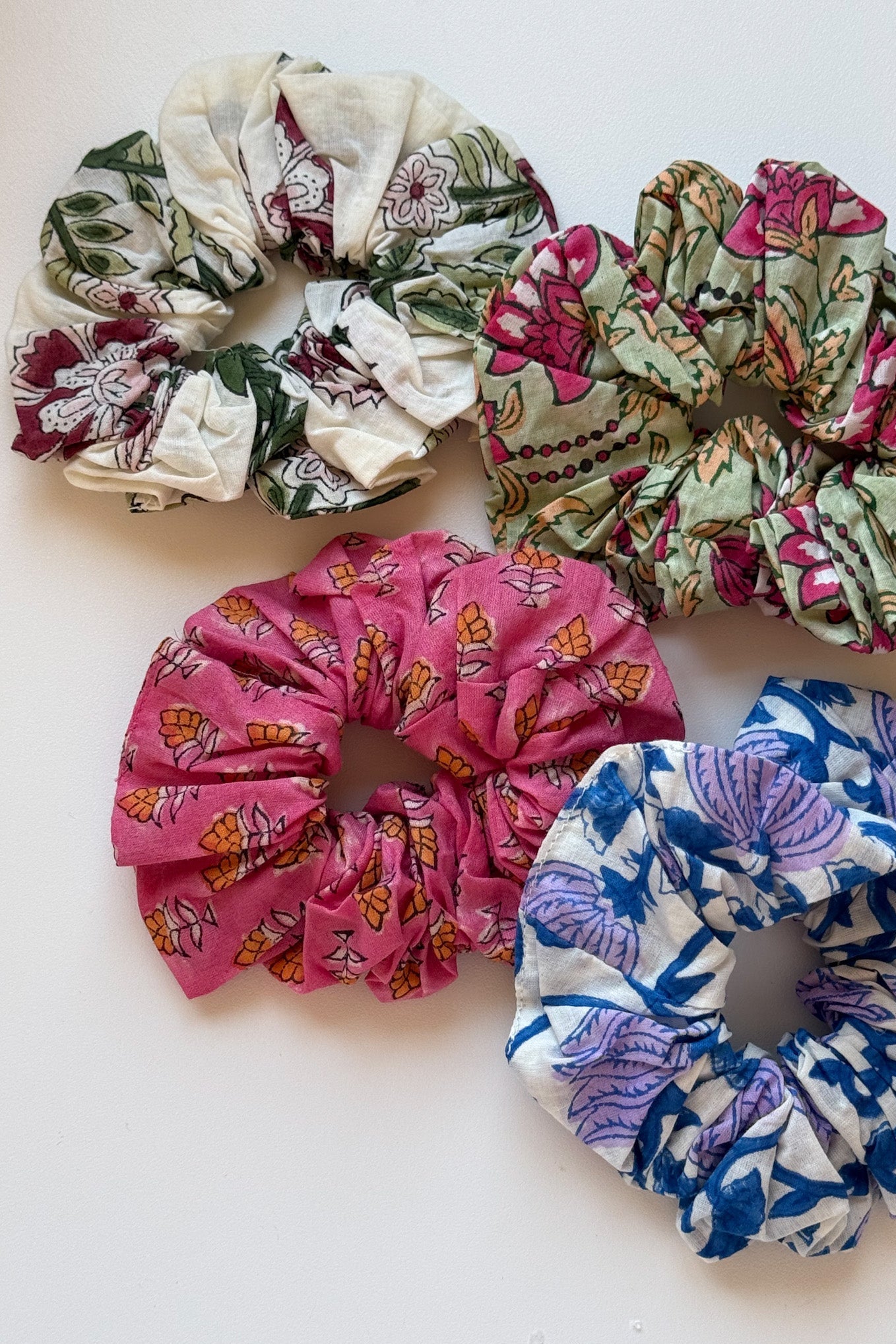 Monroe Floral Cotton Scrunchie in Ivory