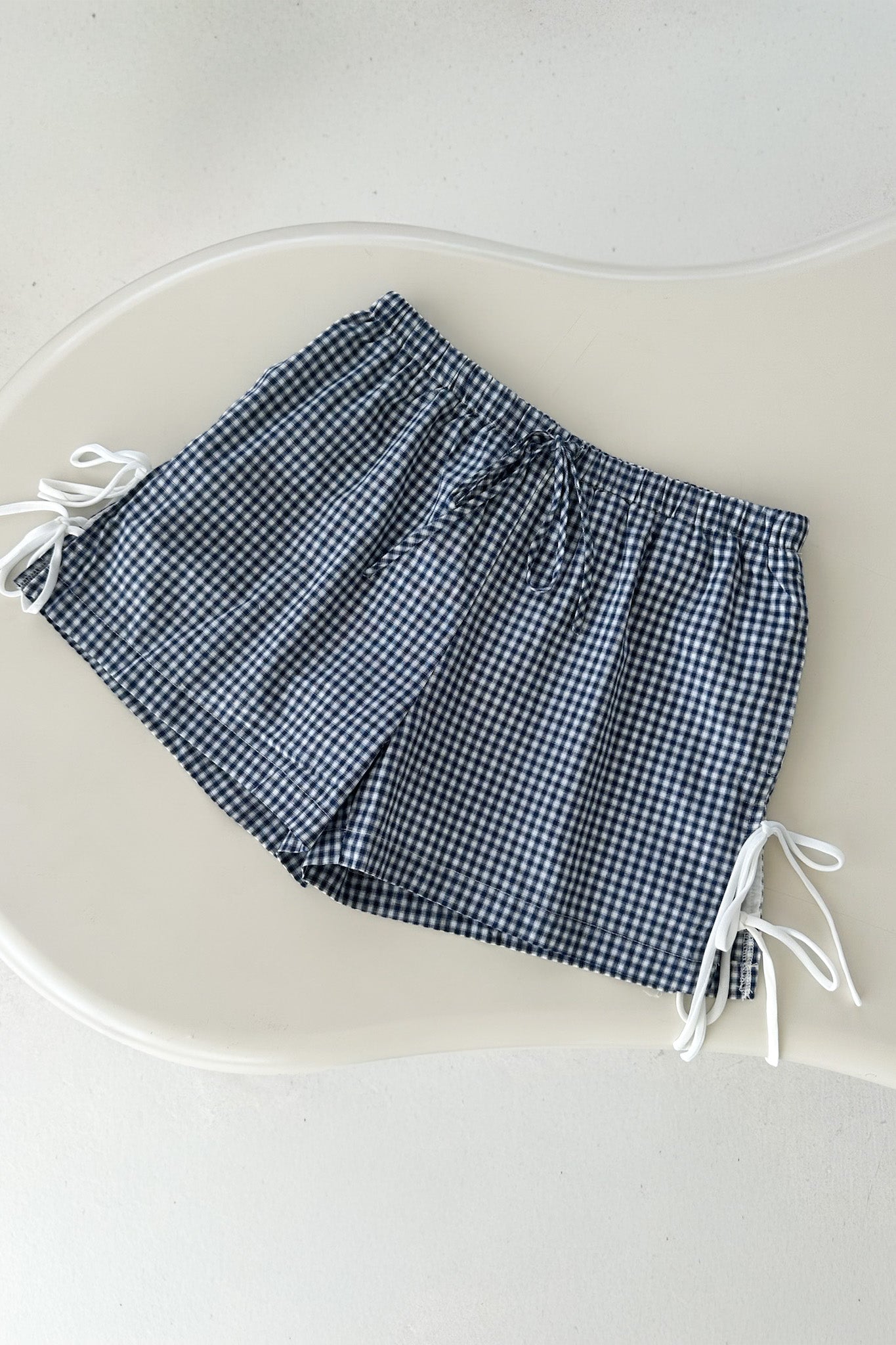 Picnic Gingham Drawstring Side Tie Shorts