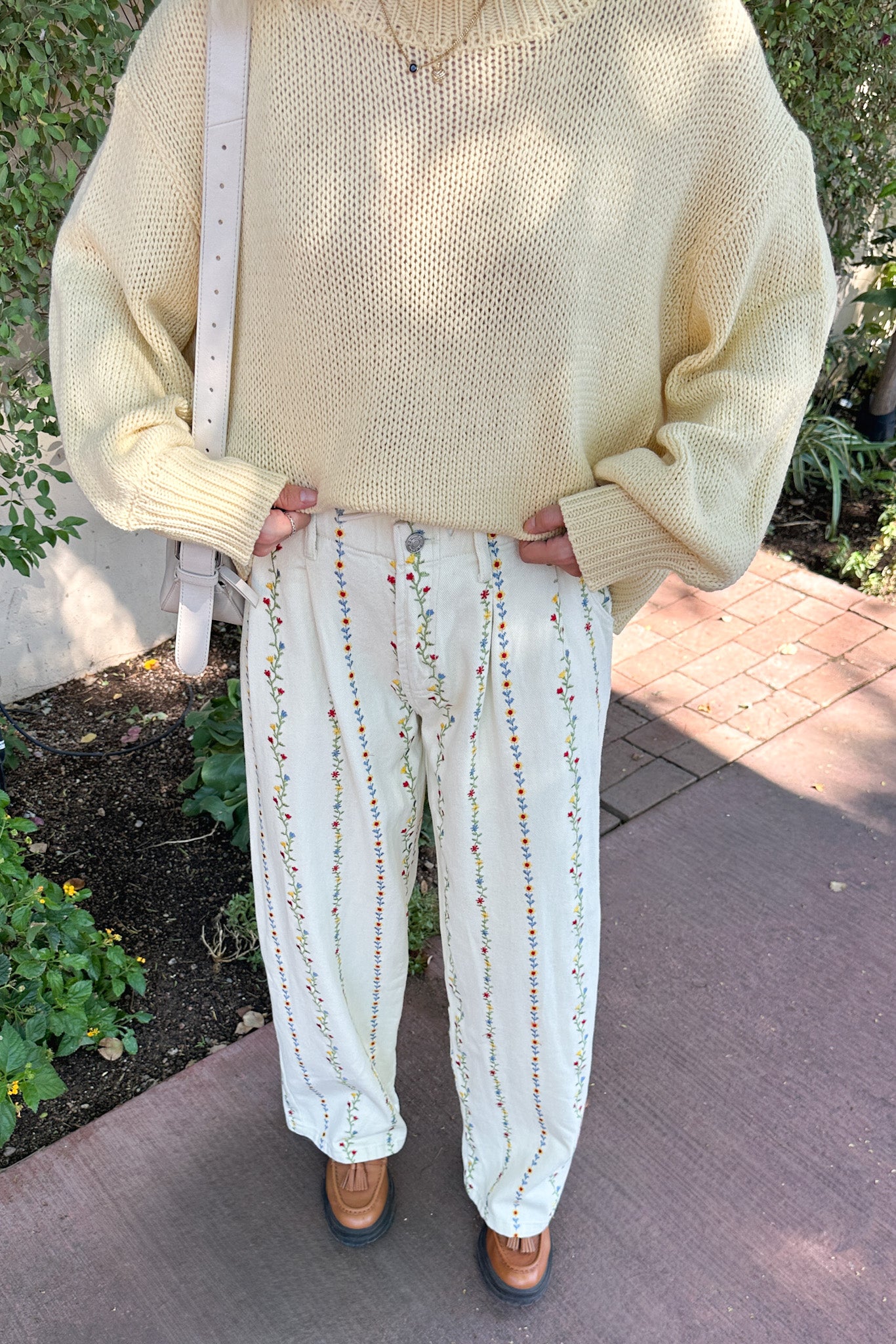 Daphne Cotton Floral Embroidered Pants