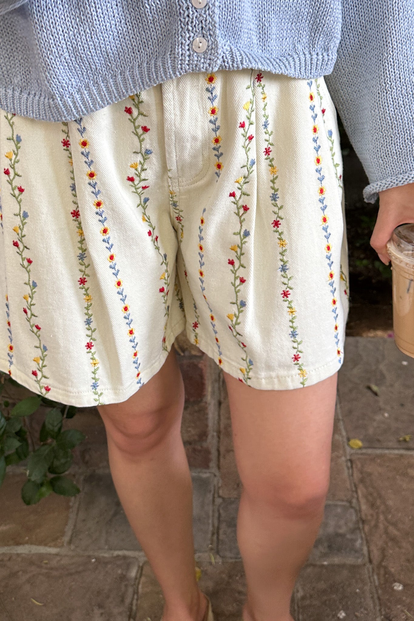 Daphne Cotton Floral Embroidered Shorts