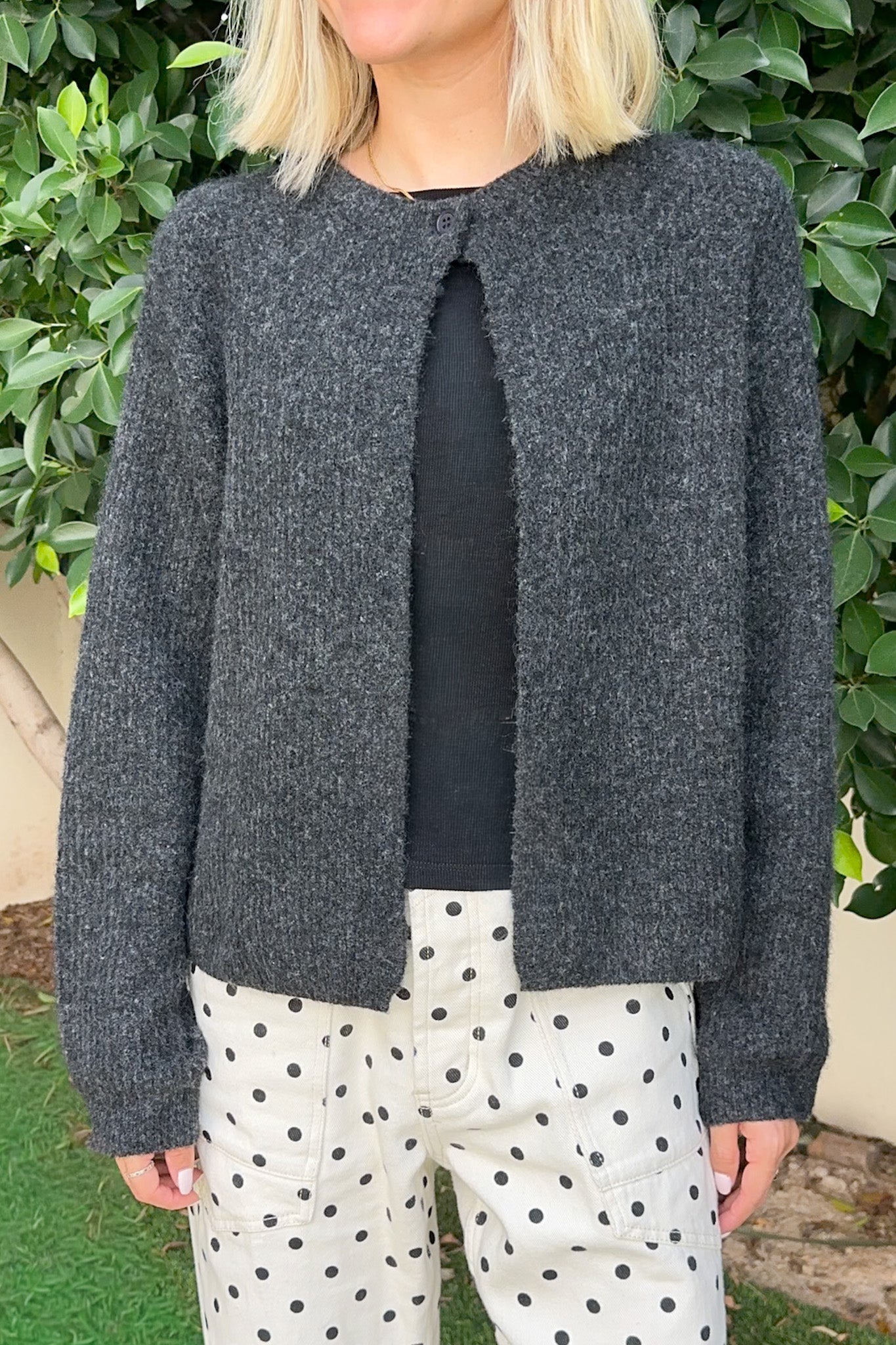 Margot Top Button Cardigan in Charcoal
