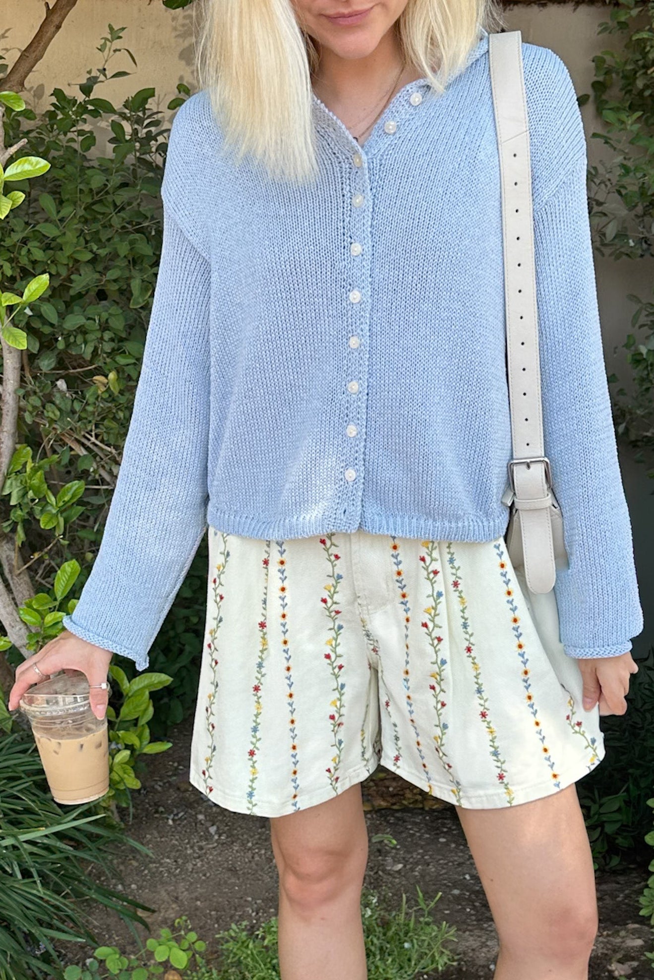 Haven Cotton Knit Cardigan in Dusty Blue