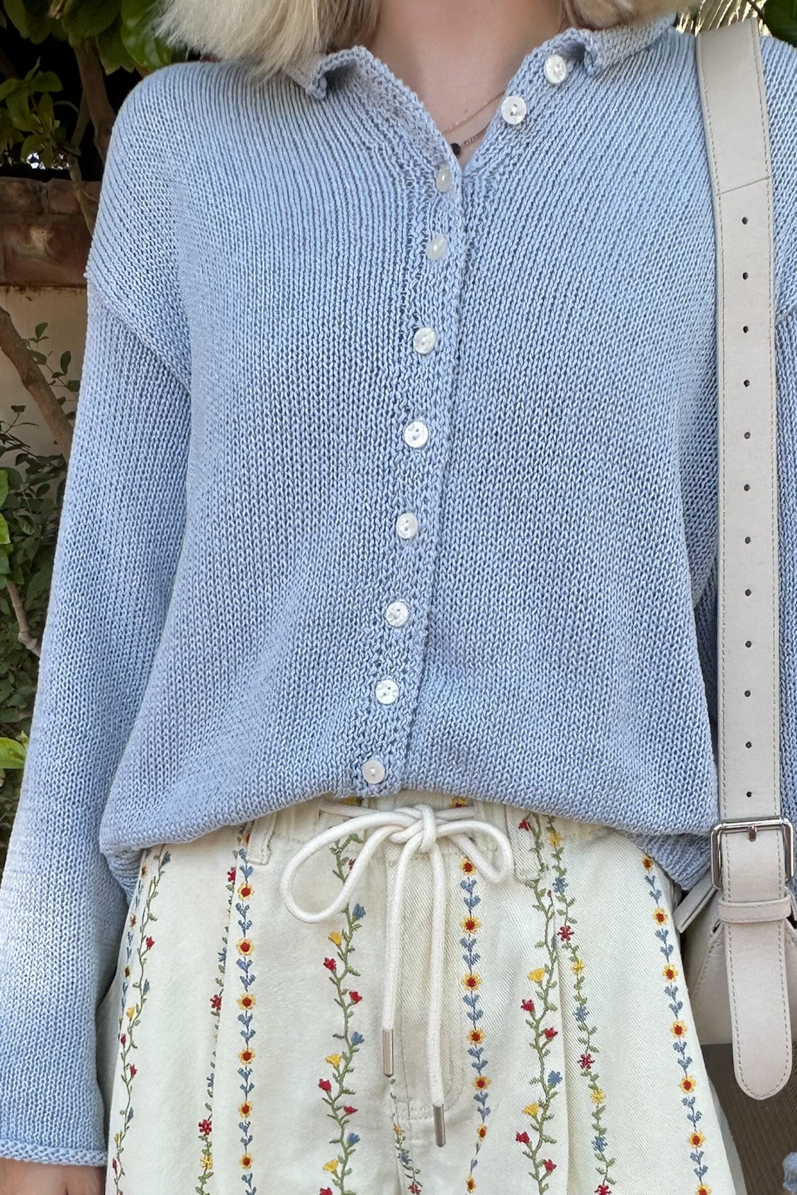 Haven Cotton Knit Cardigan in Dusty Blue