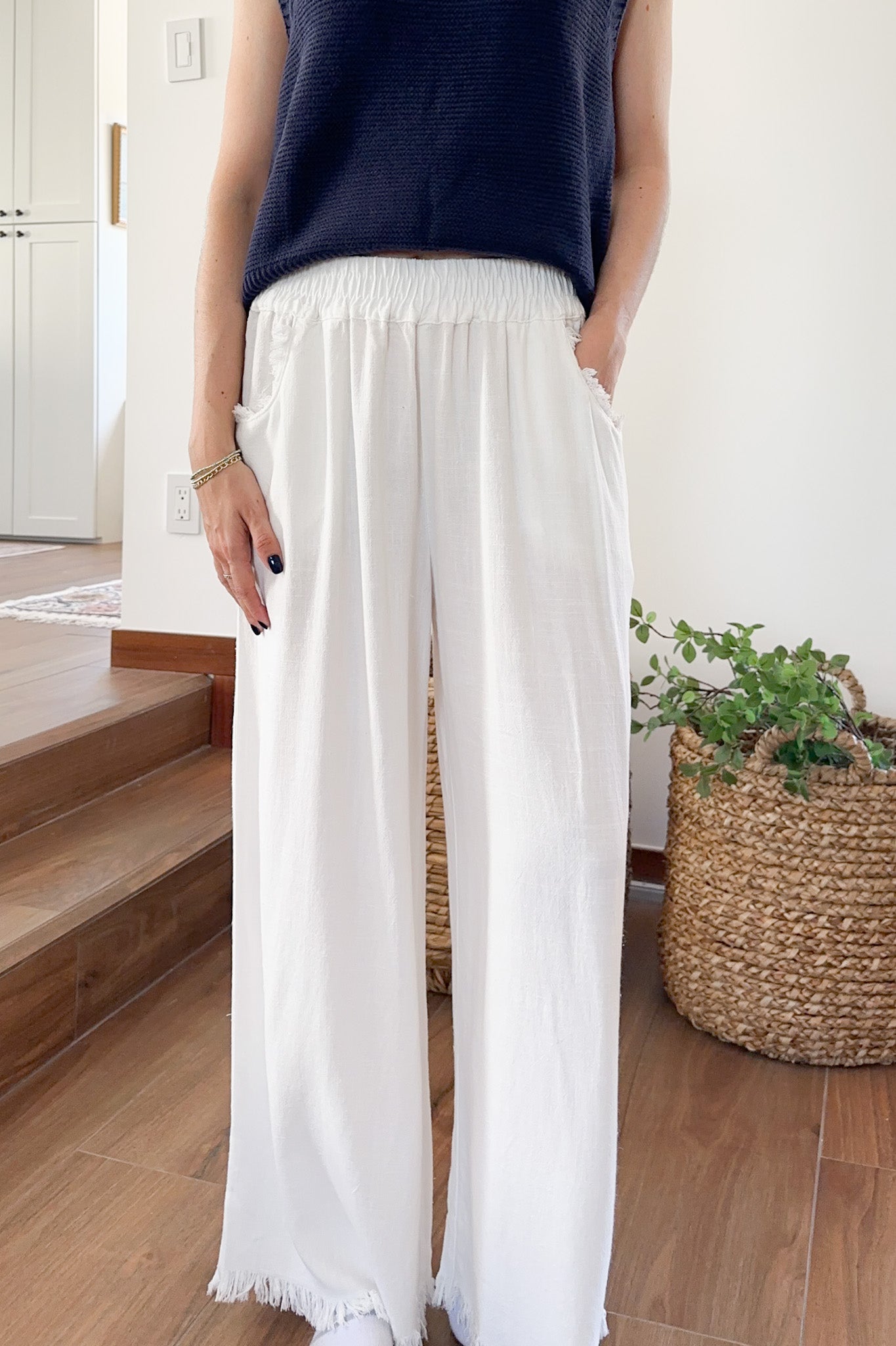 Cabana Linen Pant in White - Neutral Ground