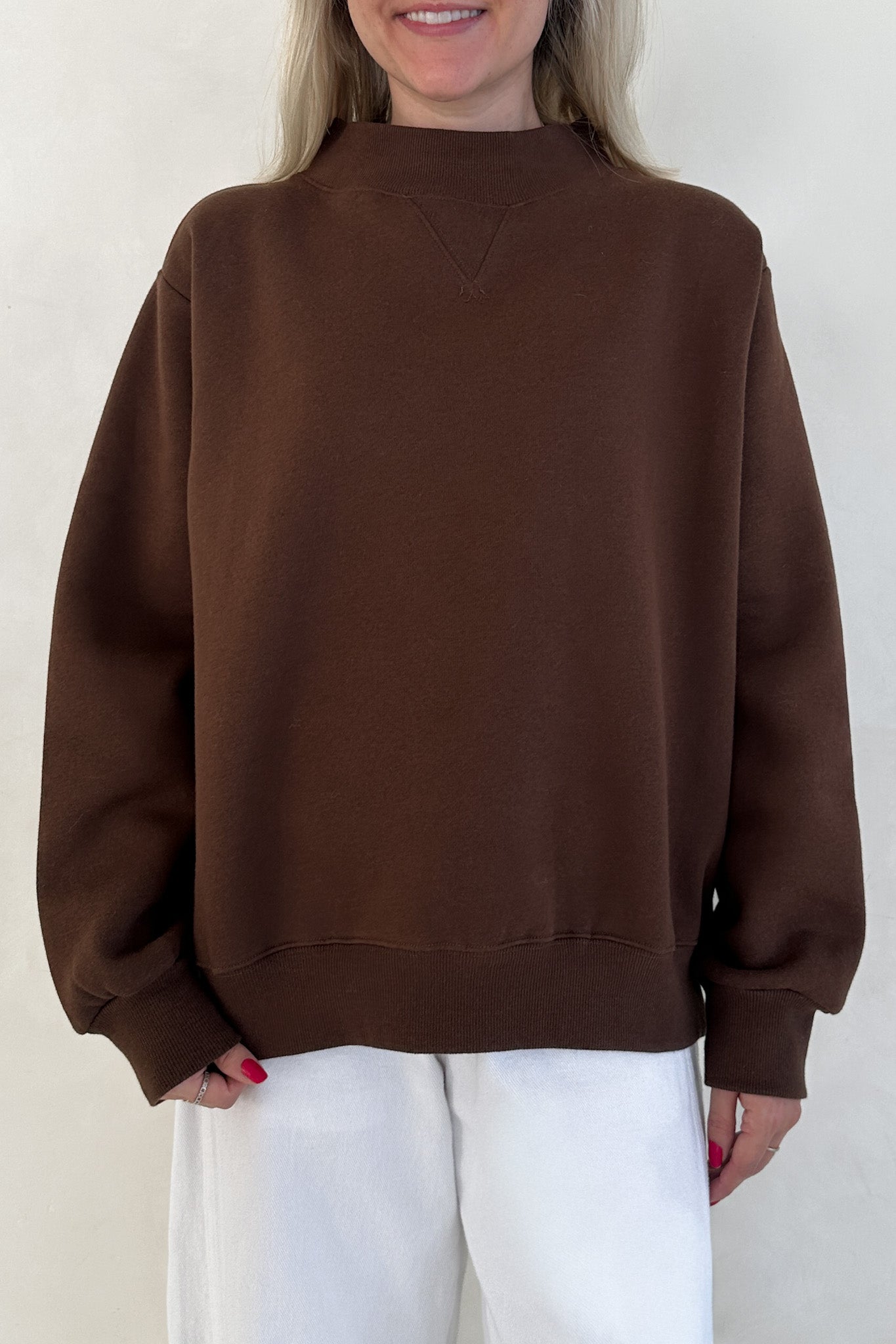 Coffee Run Mockneck Sweatshirt in Chocolate - Neutral Ground