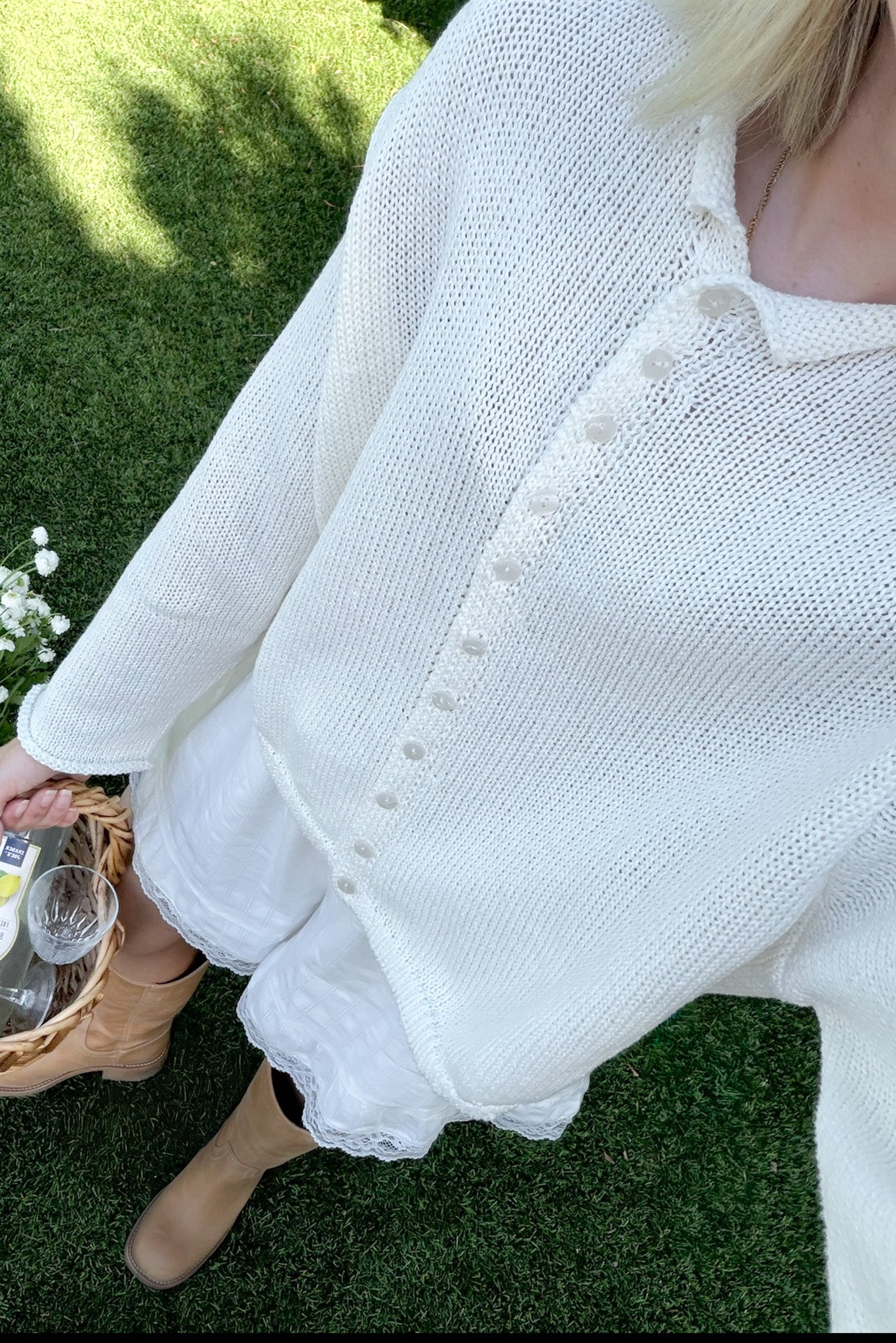 Haven Cotton Knit Cardigan in Cream
