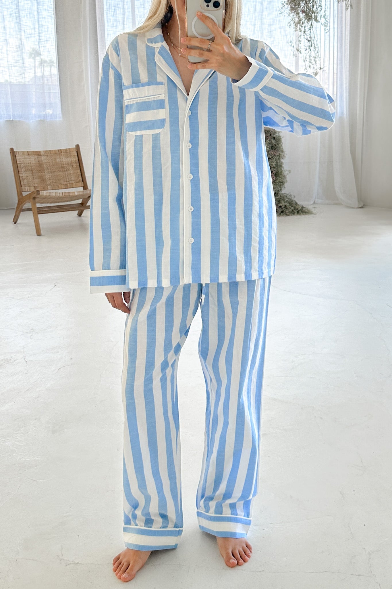 A Morning in Greece Striped Button Down Shirt - Neutral Ground