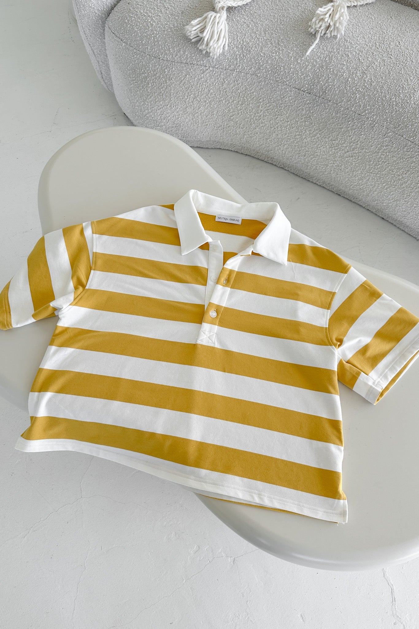 Abigail Oversized Striped Polo Shirt - Neutral Ground