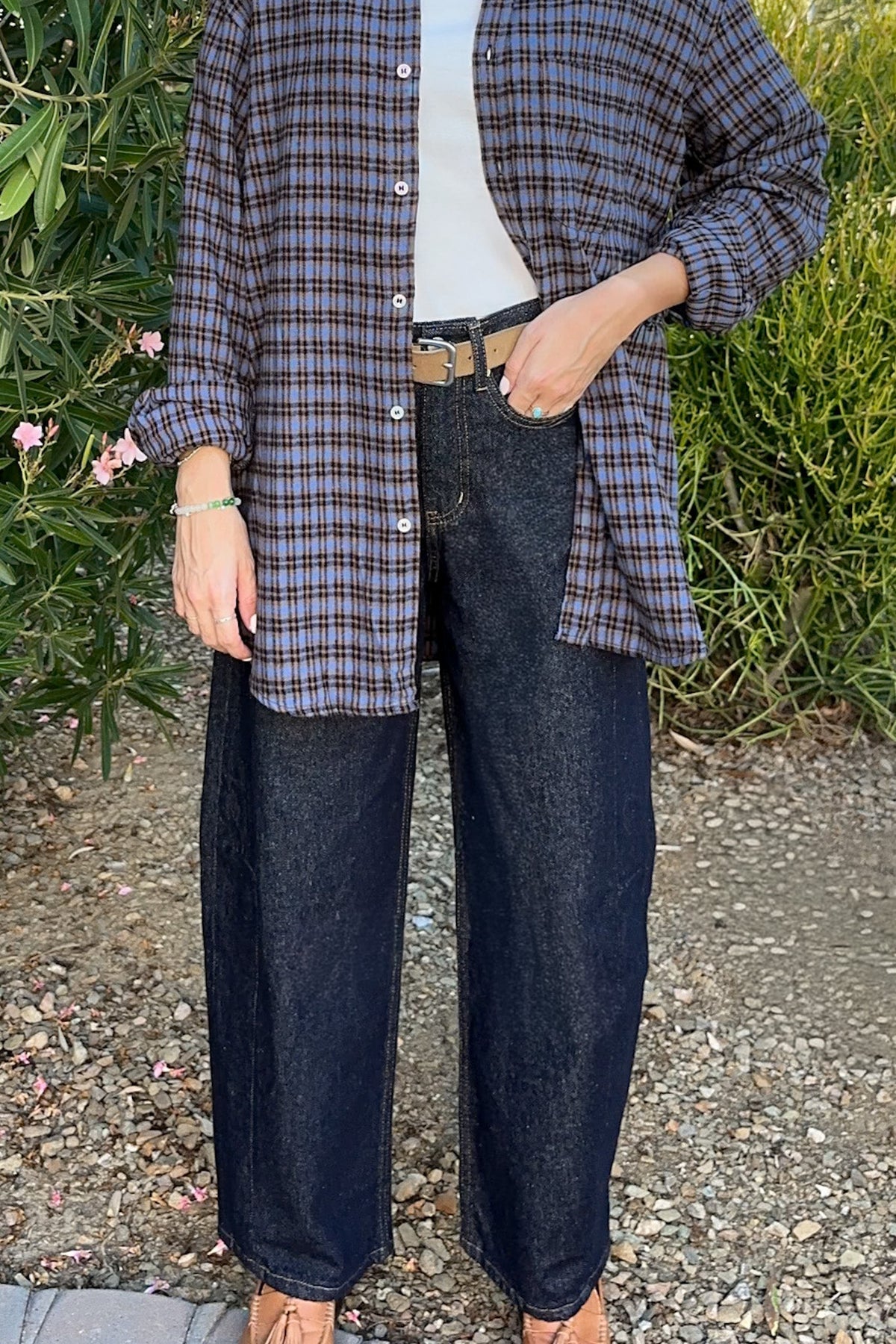 After Dark High Rise Cotton Barrel Jeans - Neutral Ground