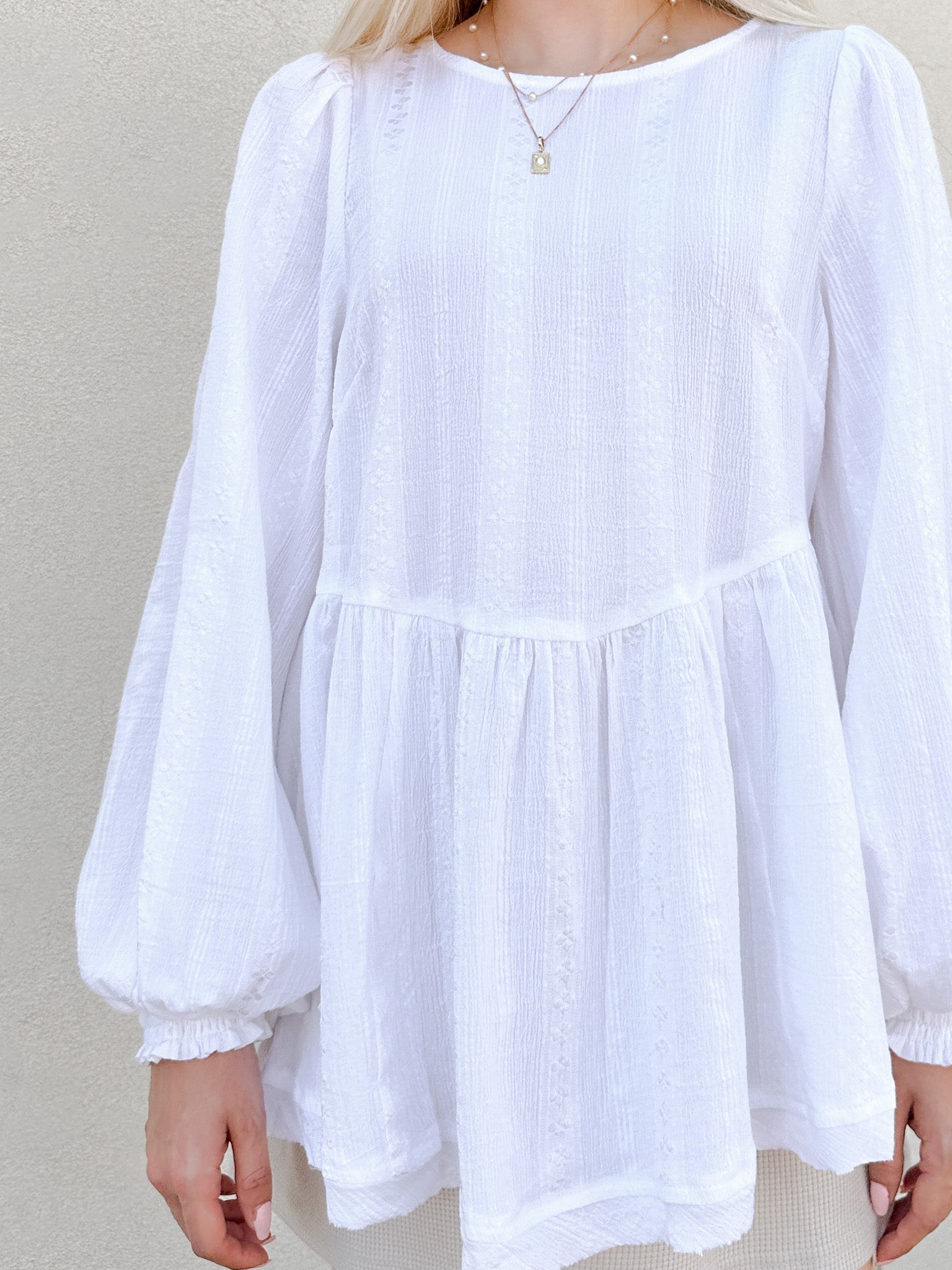 Alina Woven Embroidered Blouse - Neutral Ground