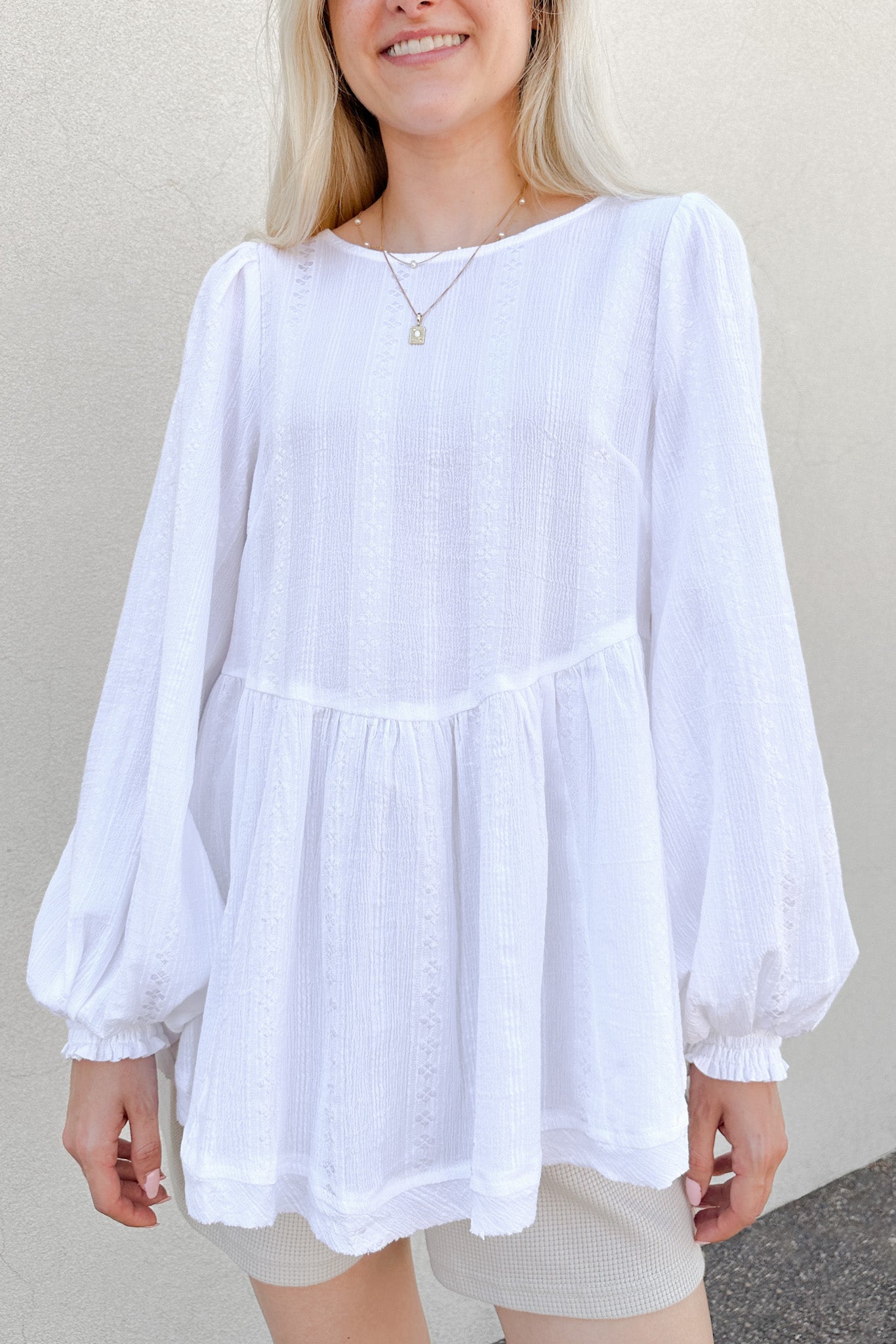 Alina Woven Embroidered Blouse - Neutral Ground
