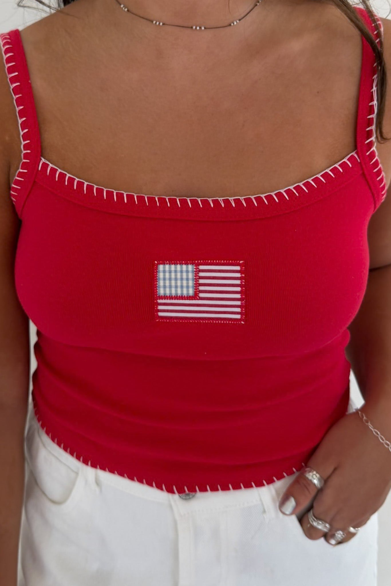 All-American Stitch Tank Top in Red - Neutral Ground