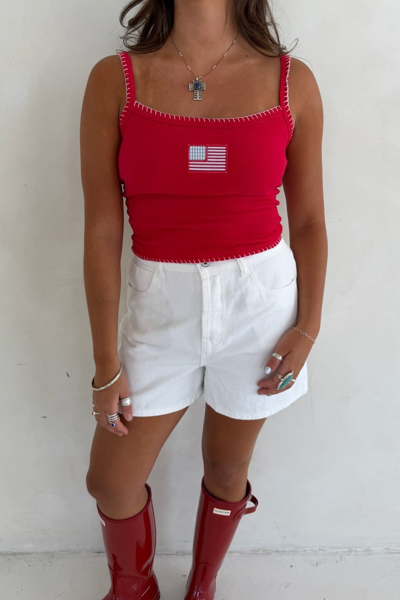 All-American Stitch Tank Top in Red - Neutral Ground