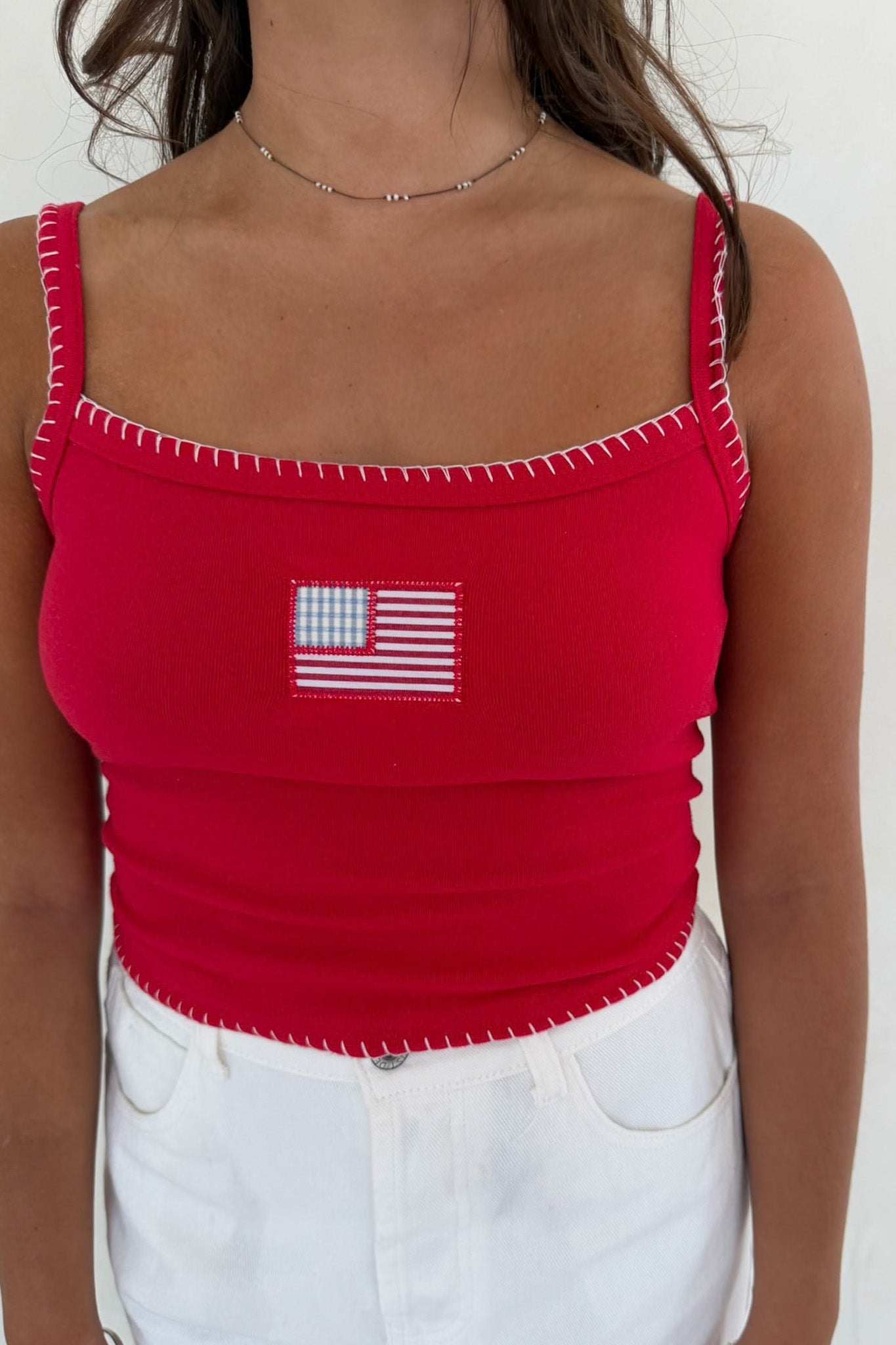 All-American Stitch Tank Top in Red - Neutral Ground
