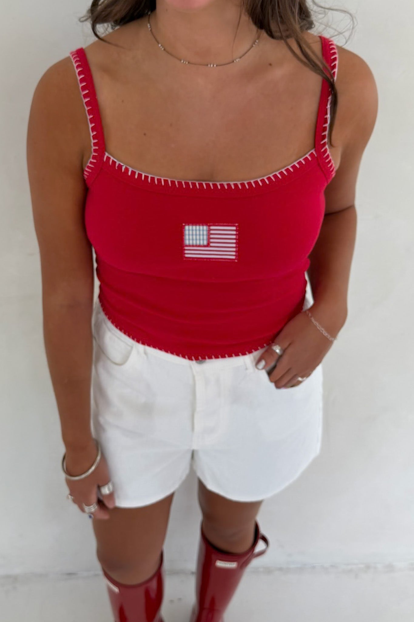 All-American Stitch Tank Top in Red - Neutral Ground