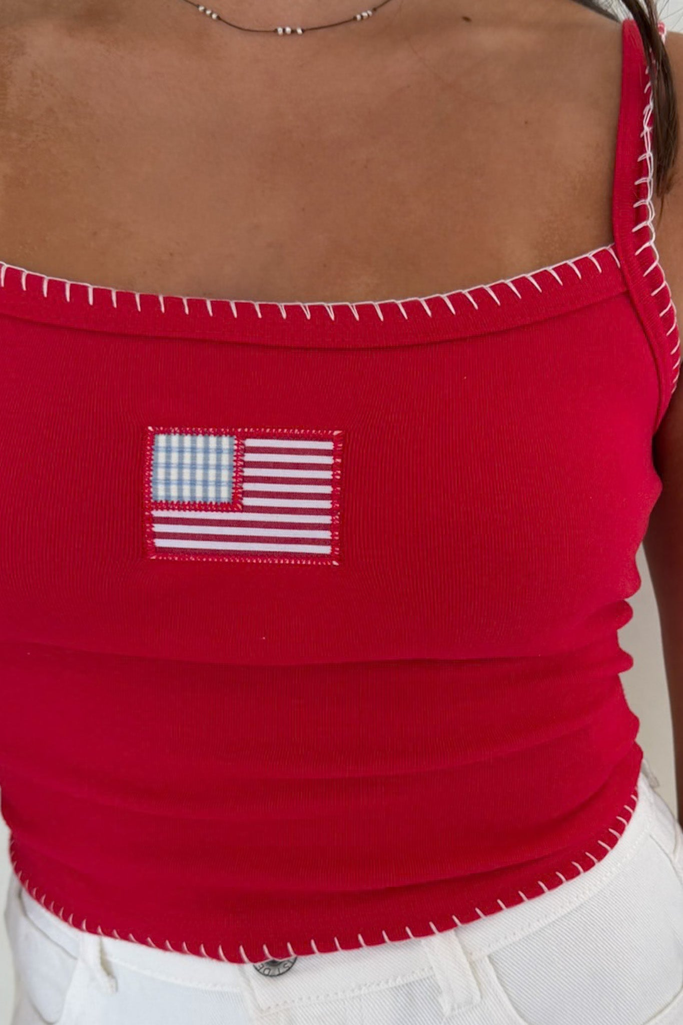 All-American Stitch Tank Top in Red - Neutral Ground