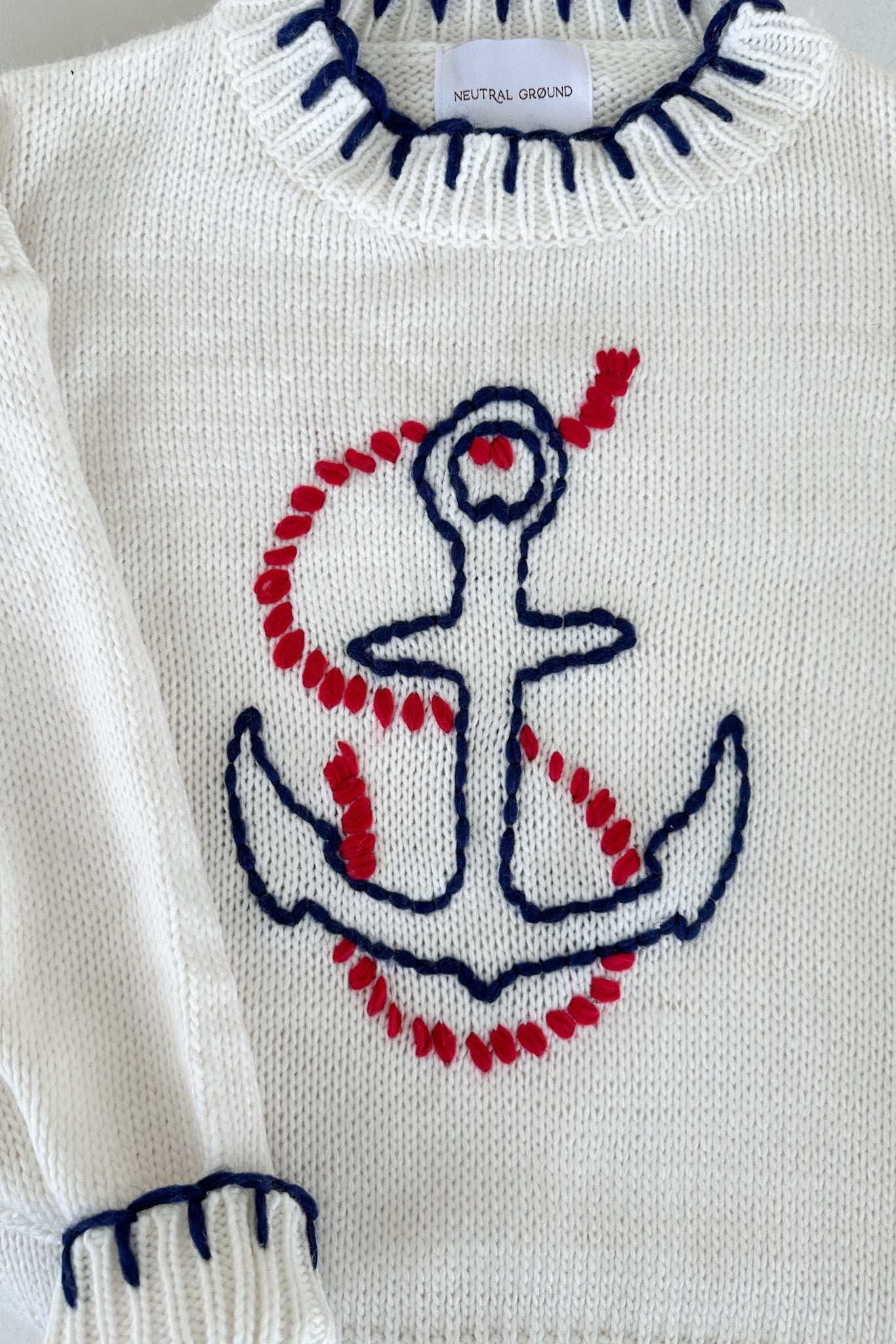 Anchors Away Lightweight Stitched Sweater - Neutral Ground