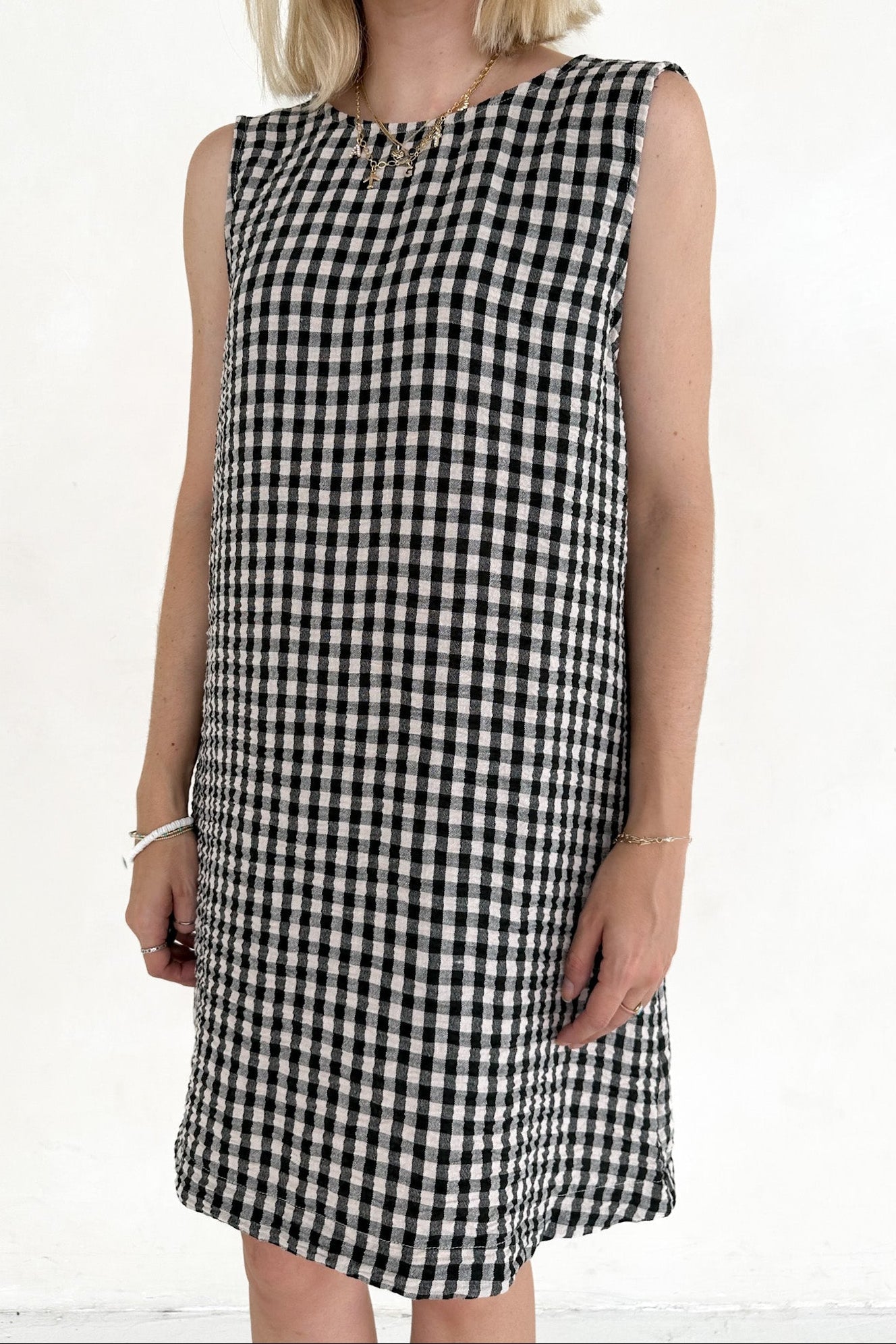 Annie 100% Cotton Gingham Dress in Black - Neutral Ground