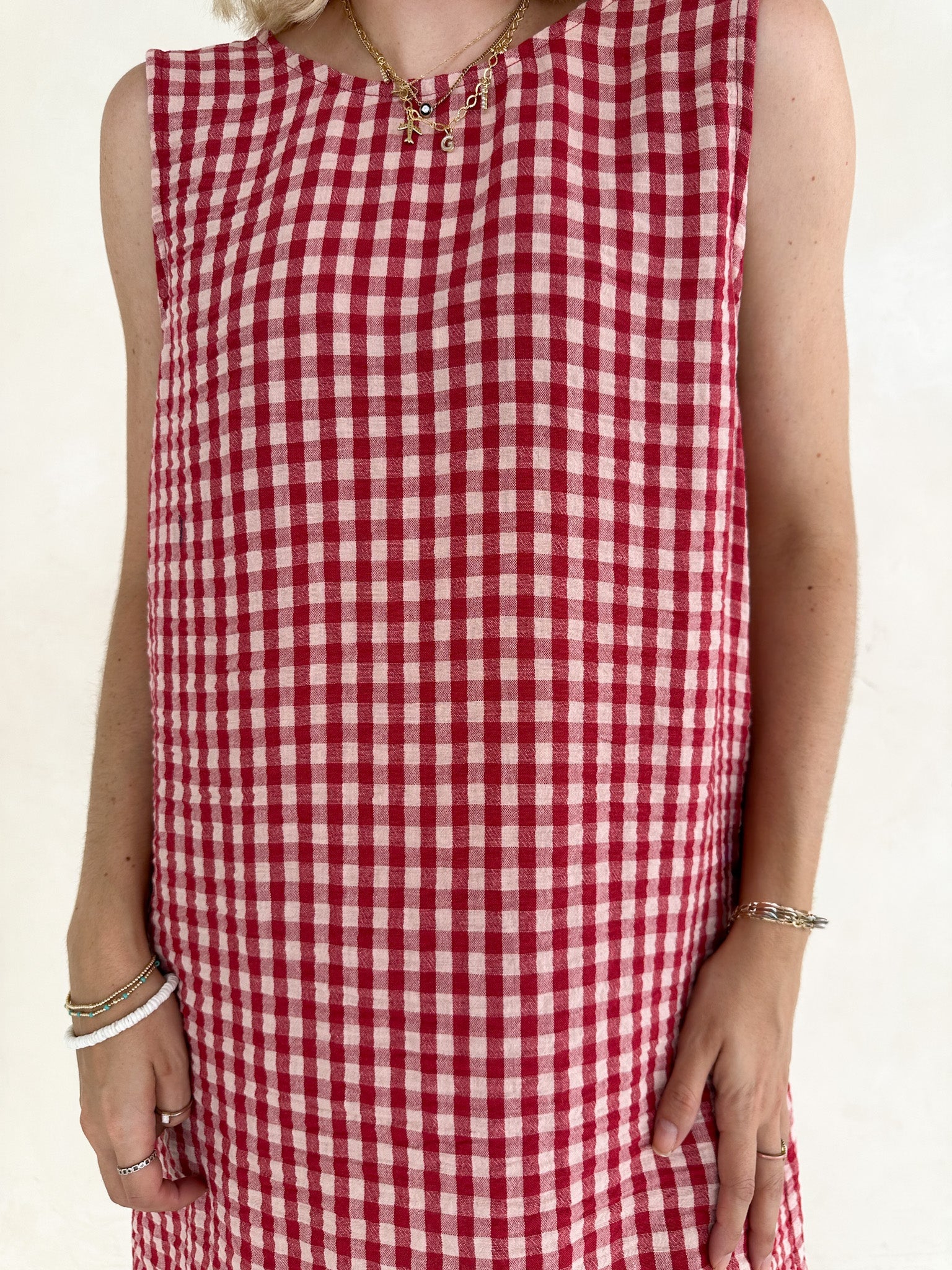 Annie 100% Cotton Gingham Dress in Red - Neutral Ground