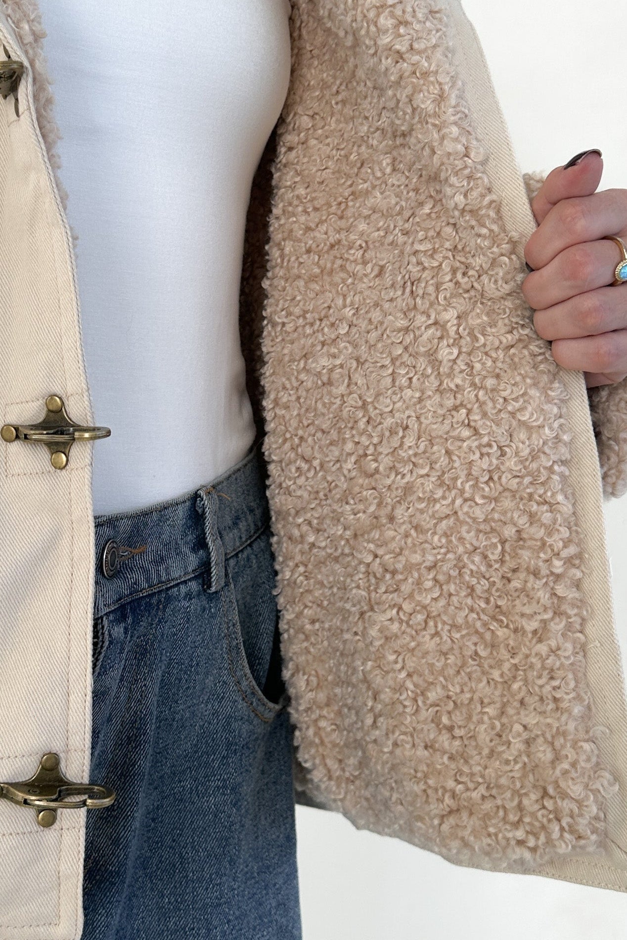 Aspen Canvas Sherpa - Lined Hooded Toggle Jacket - Neutral Ground