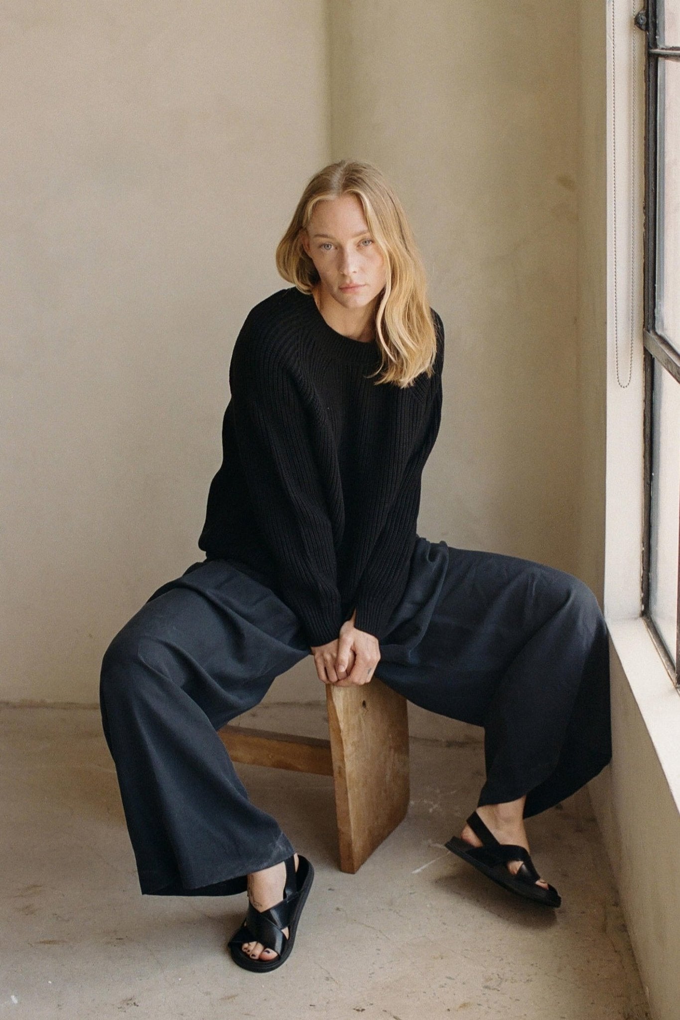 Audette Sweater Top in Midnight Black - Neutral Ground