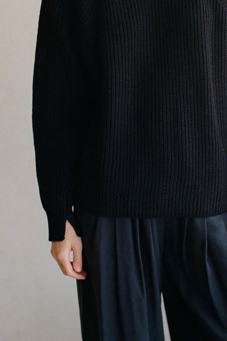 Audette Sweater Top in Midnight Black - Neutral Ground