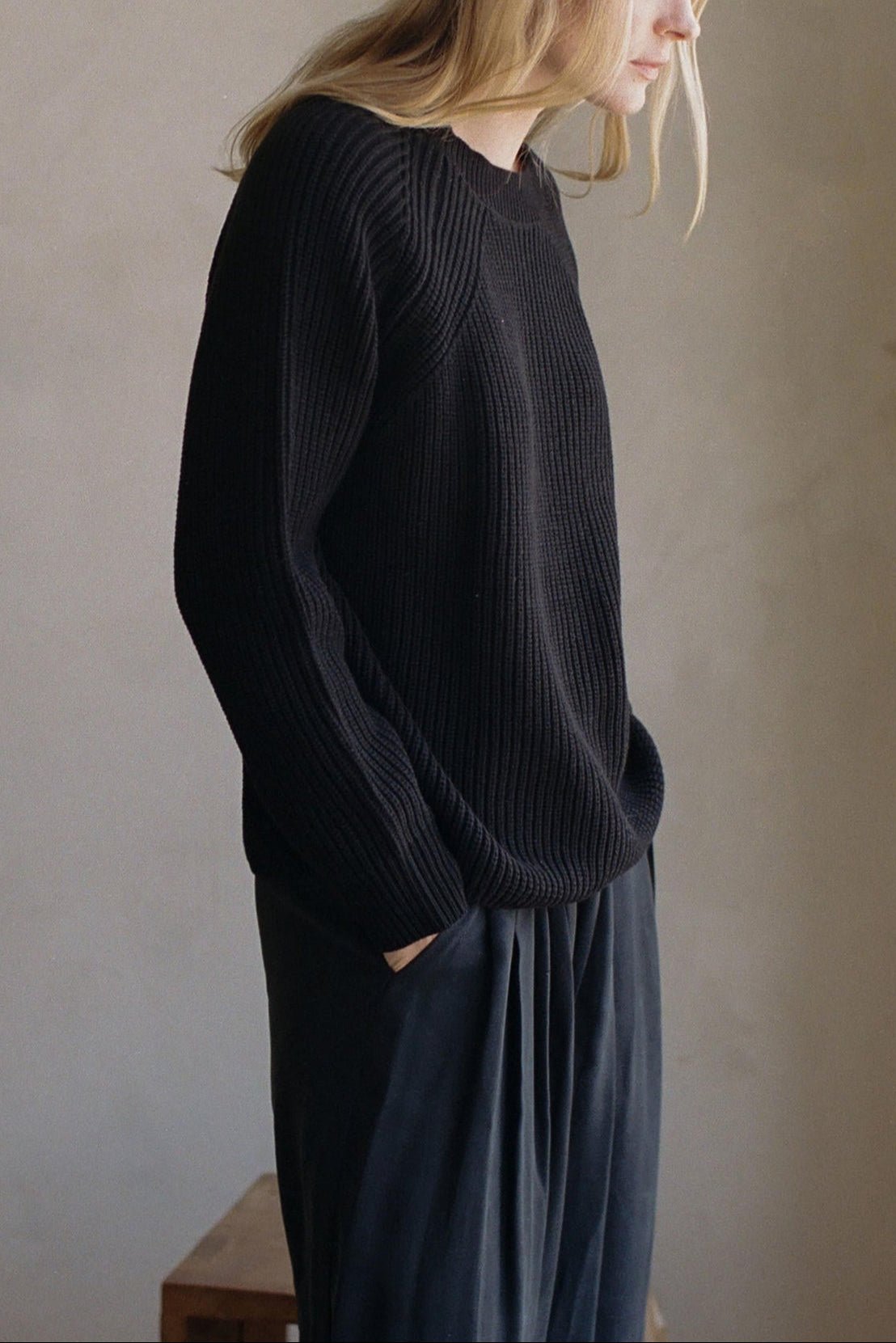 Audette Sweater Top in Midnight Black - Neutral Ground
