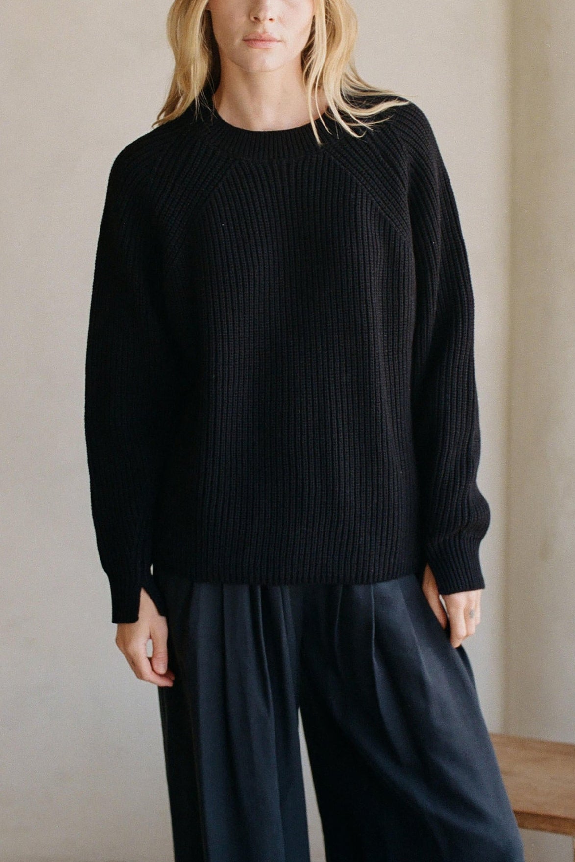 Audette Sweater Top in Midnight Black - Neutral Ground