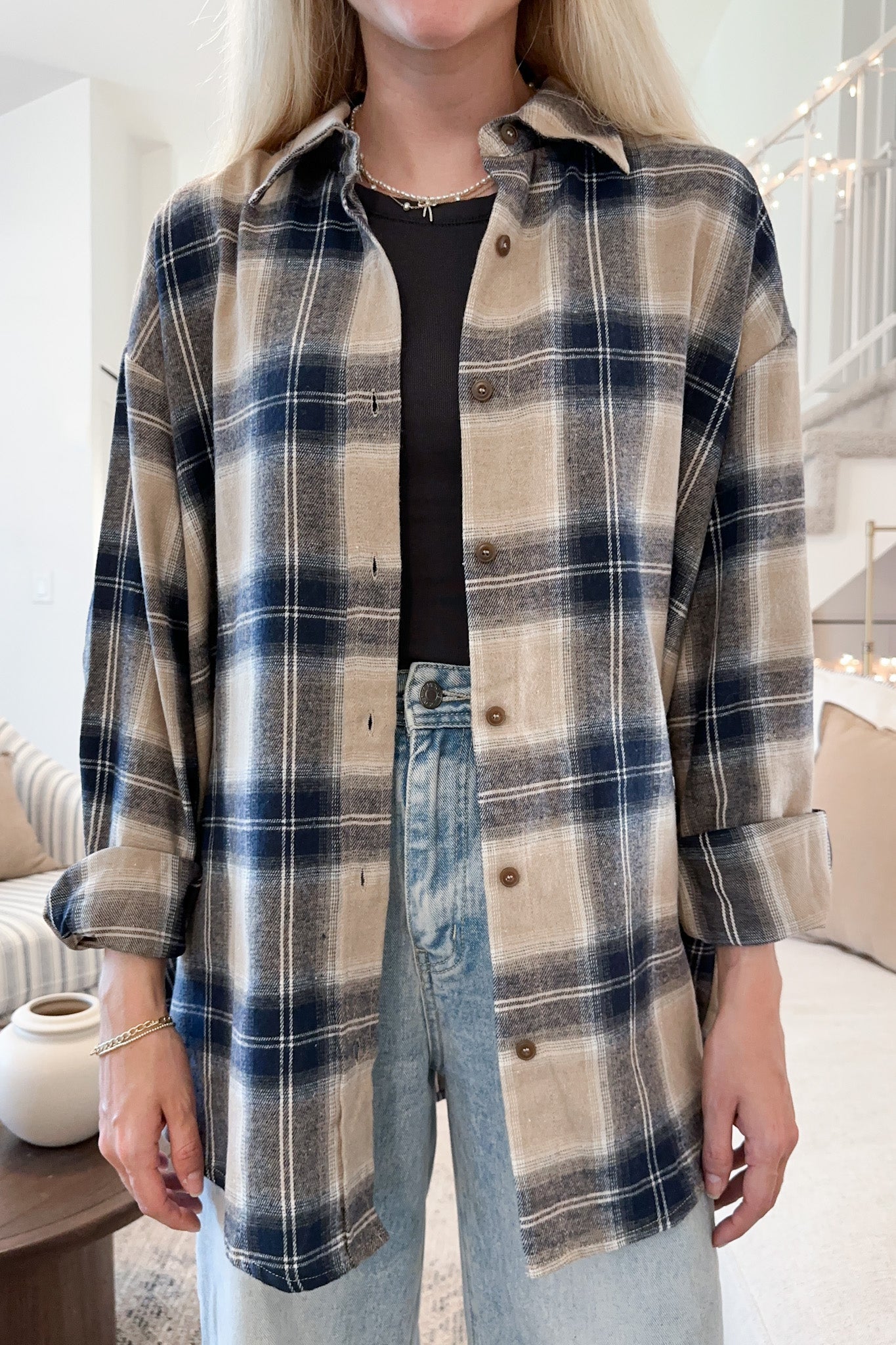 Auggie Plaid Button Down Shirt - Neutral Ground