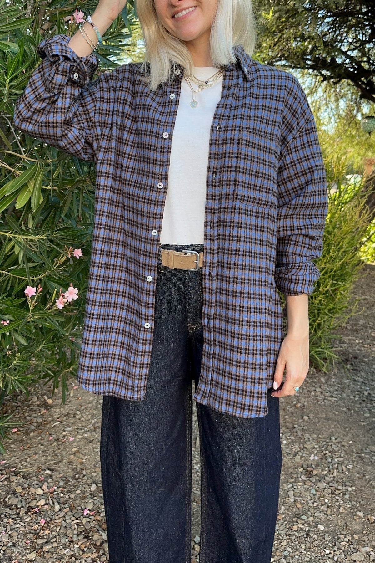 Autumn Plaid Button Down Cotton Flannel Shirt - Neutral Ground