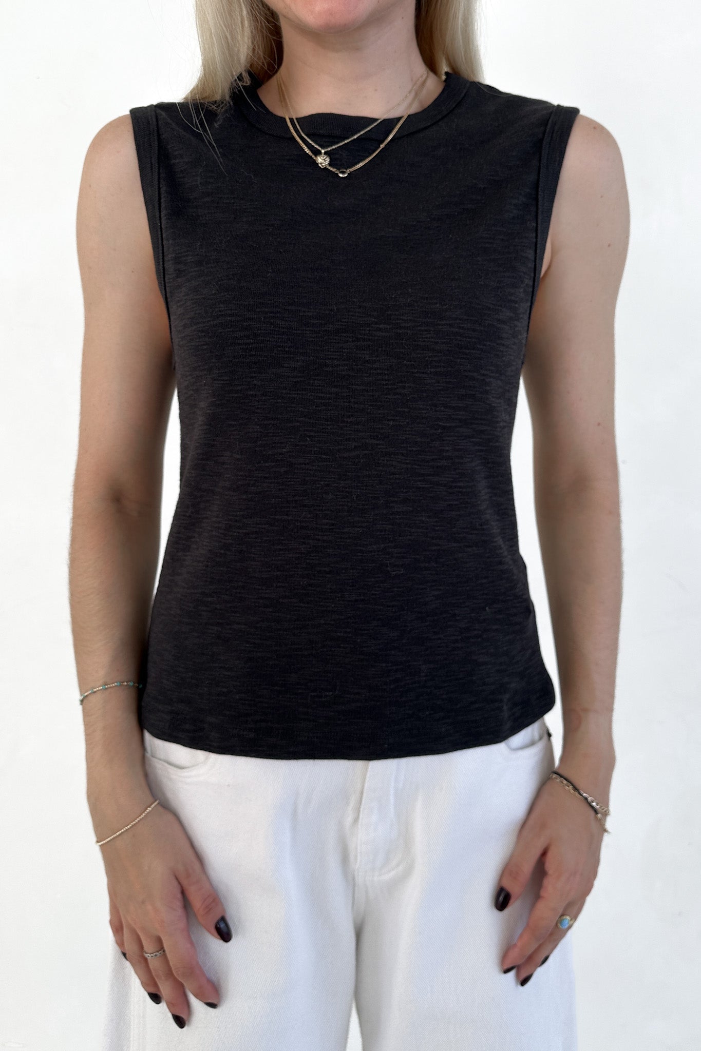 Baylor Cotton Tank Top in Black - Neutral Ground