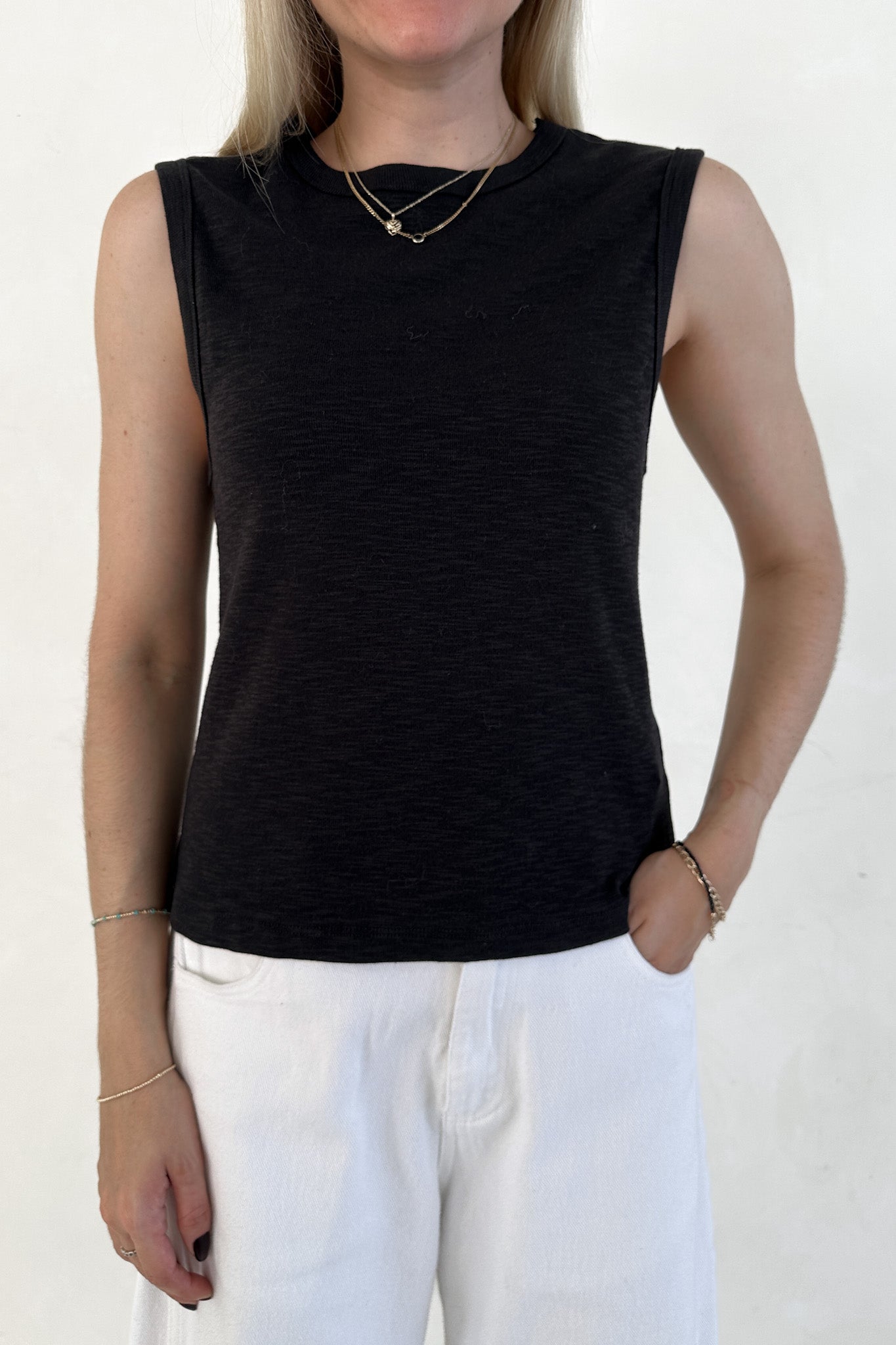 Baylor Cotton Tank Top in Black - Neutral Ground