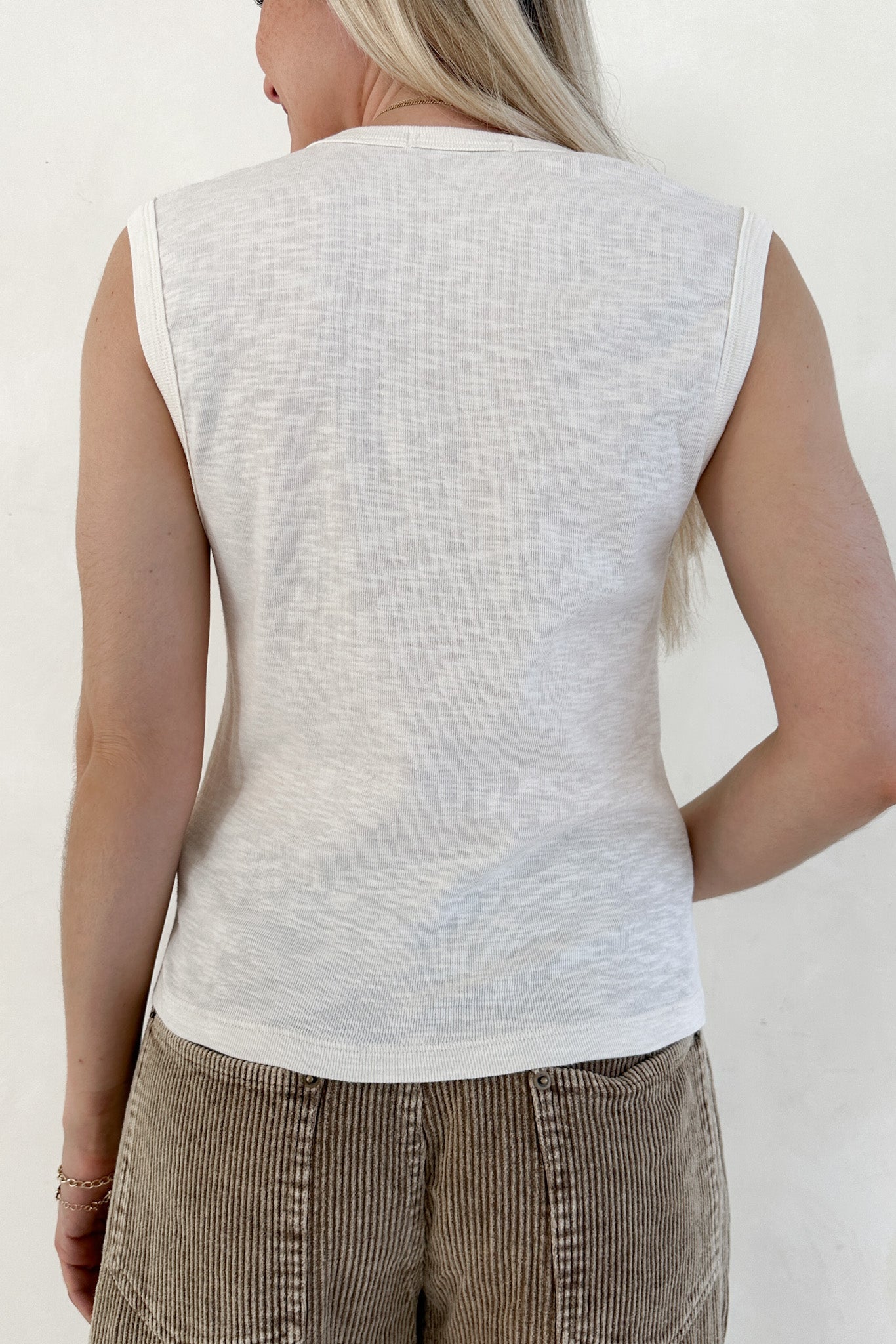 Baylor Cotton Tank Top in Off White - Neutral Ground