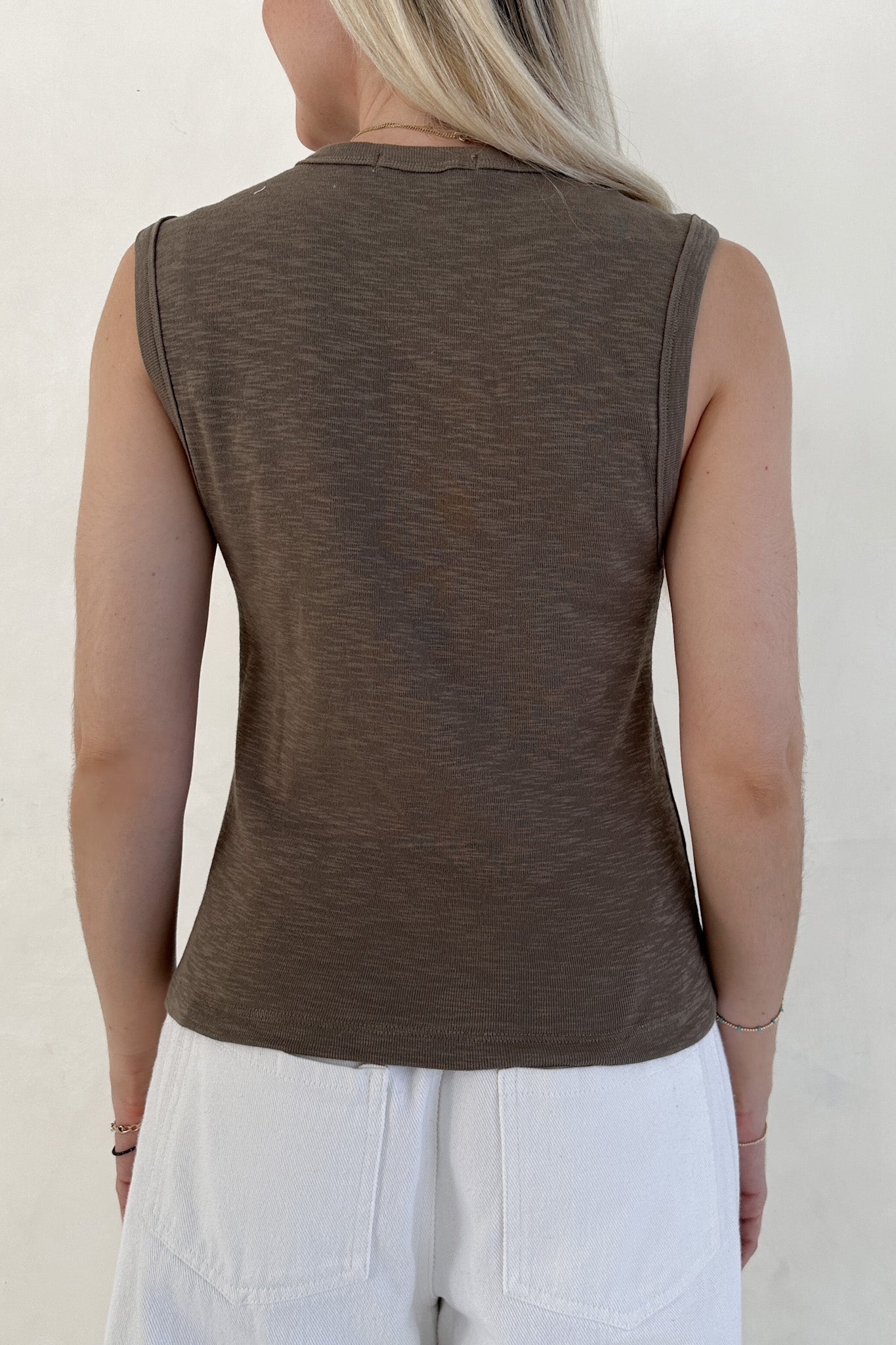 Baylor Cotton Tank Top in Olive - Neutral Ground