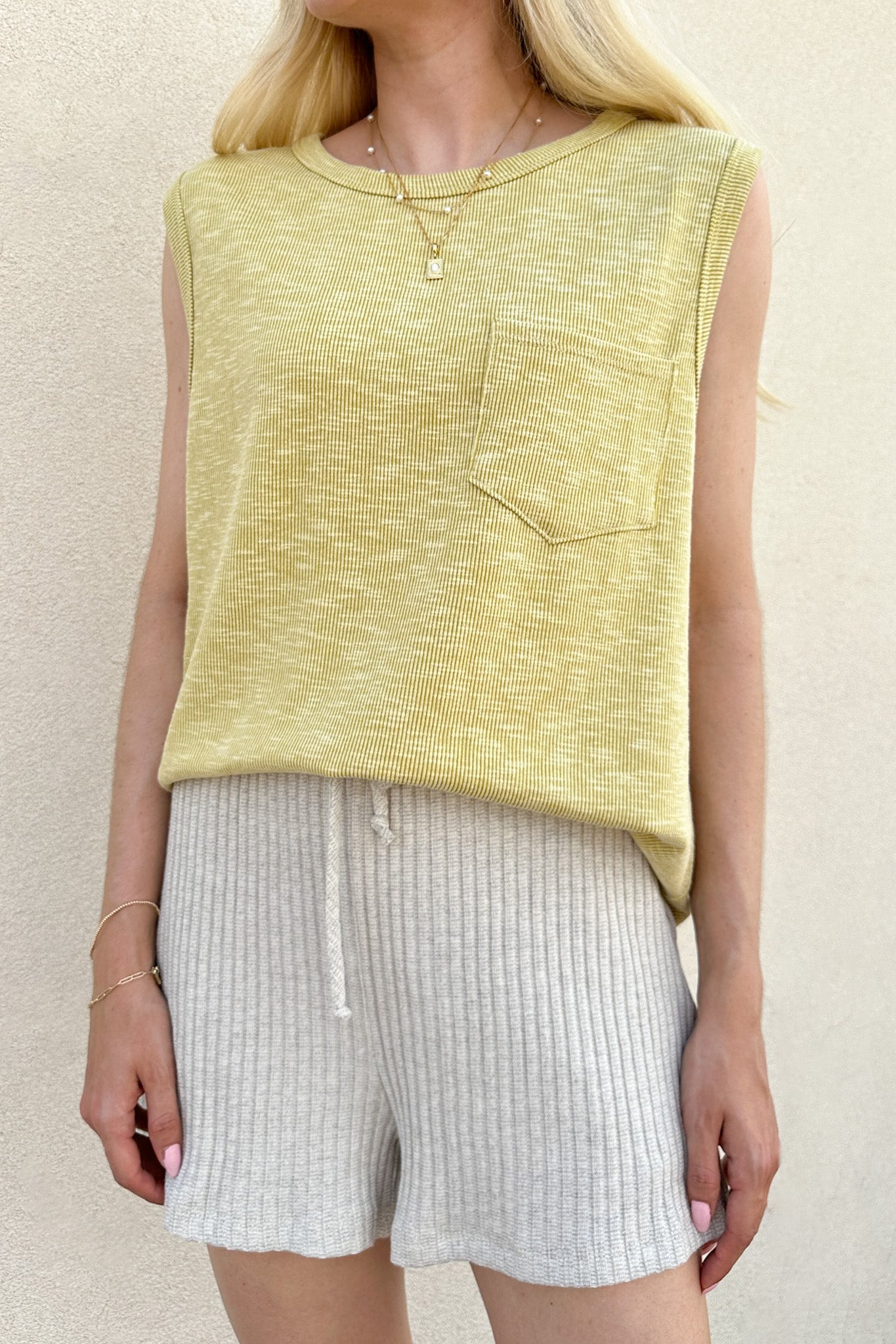 Baylor Ribbed Sleeveless Top in Lime - Neutral Ground