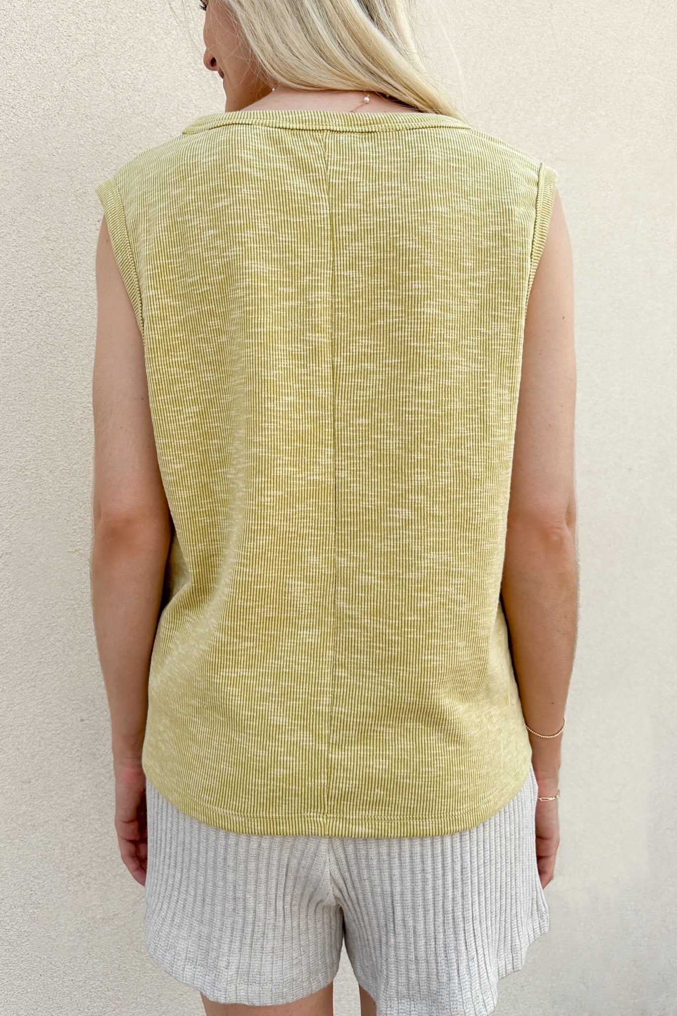Baylor Ribbed Sleeveless Top in Lime - Neutral Ground