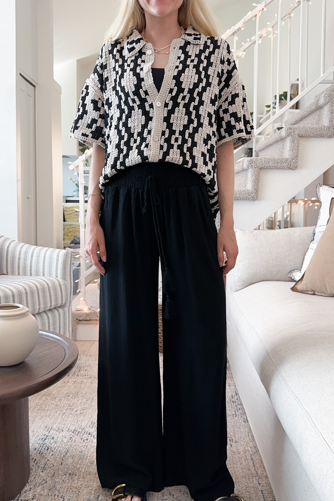 Beckham Linen Blend Pants in Black - Neutral Ground