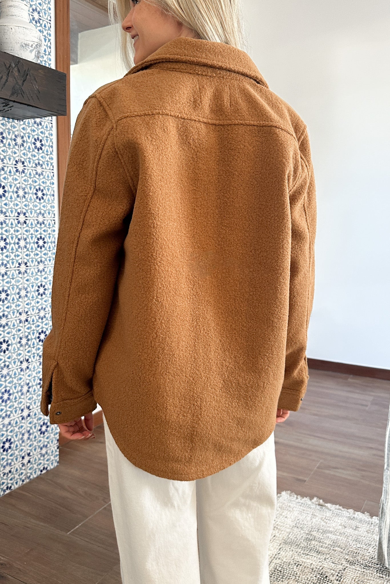 Bella Snap Button Teddy Jacket - Neutral Ground