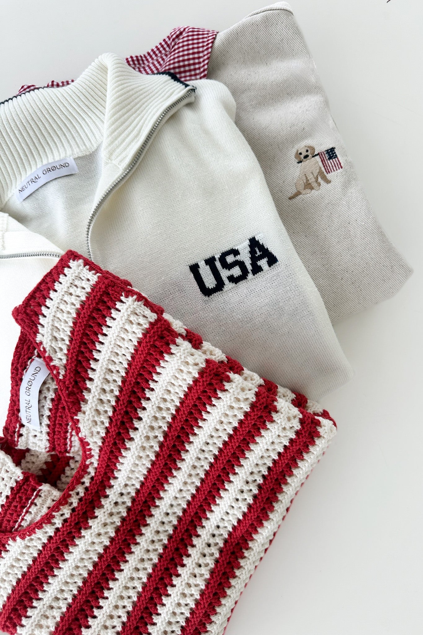Boardwalk Red & White Stripe Crochet Knit Top - Neutral Ground