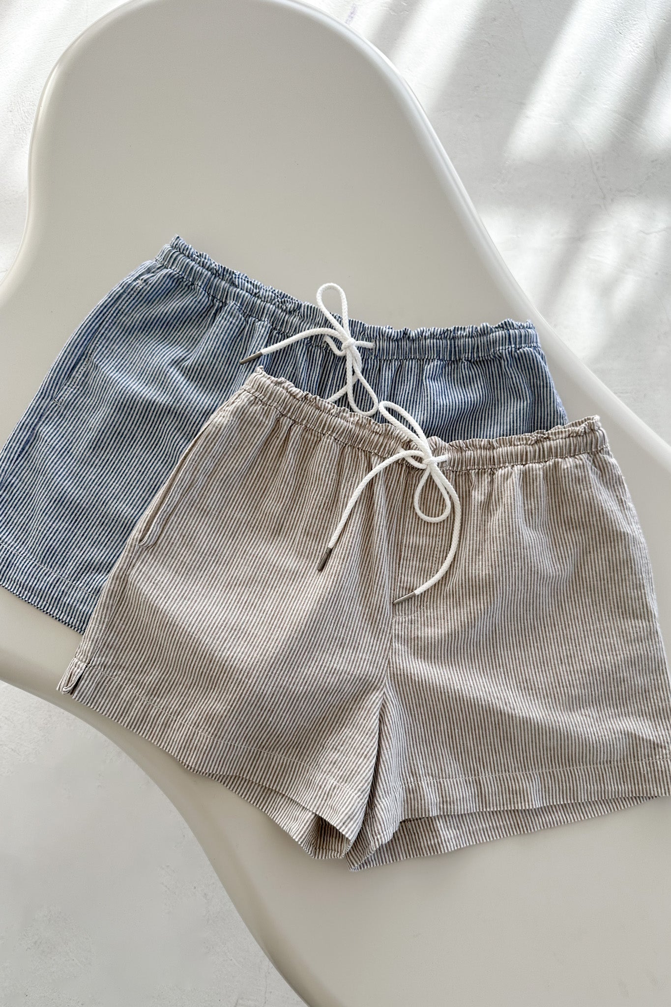 Boardwalk Striped Shorts in Navy - Neutral Ground