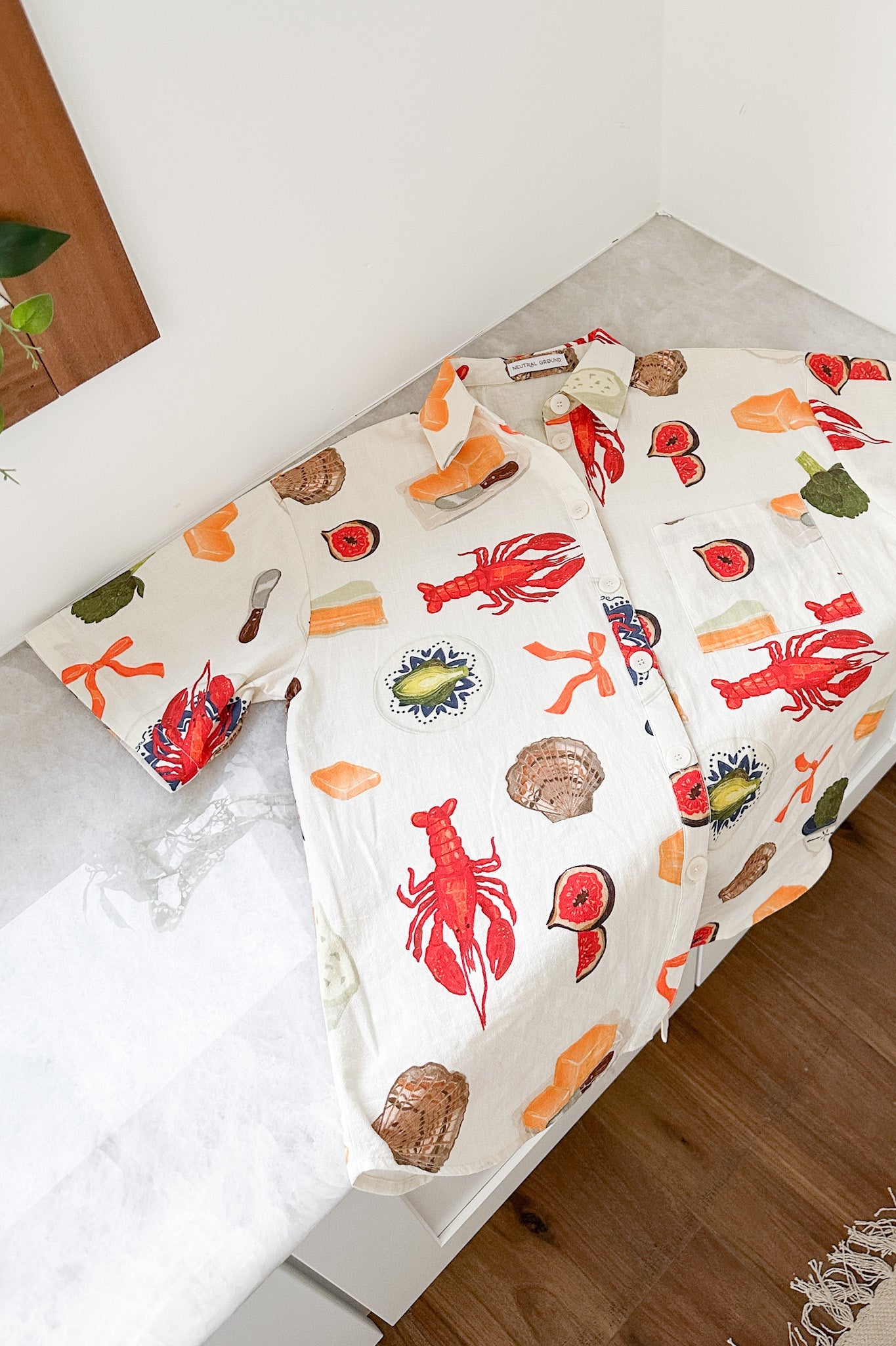 Bon Appetite Cotton Button Up Shirt - Neutral Ground