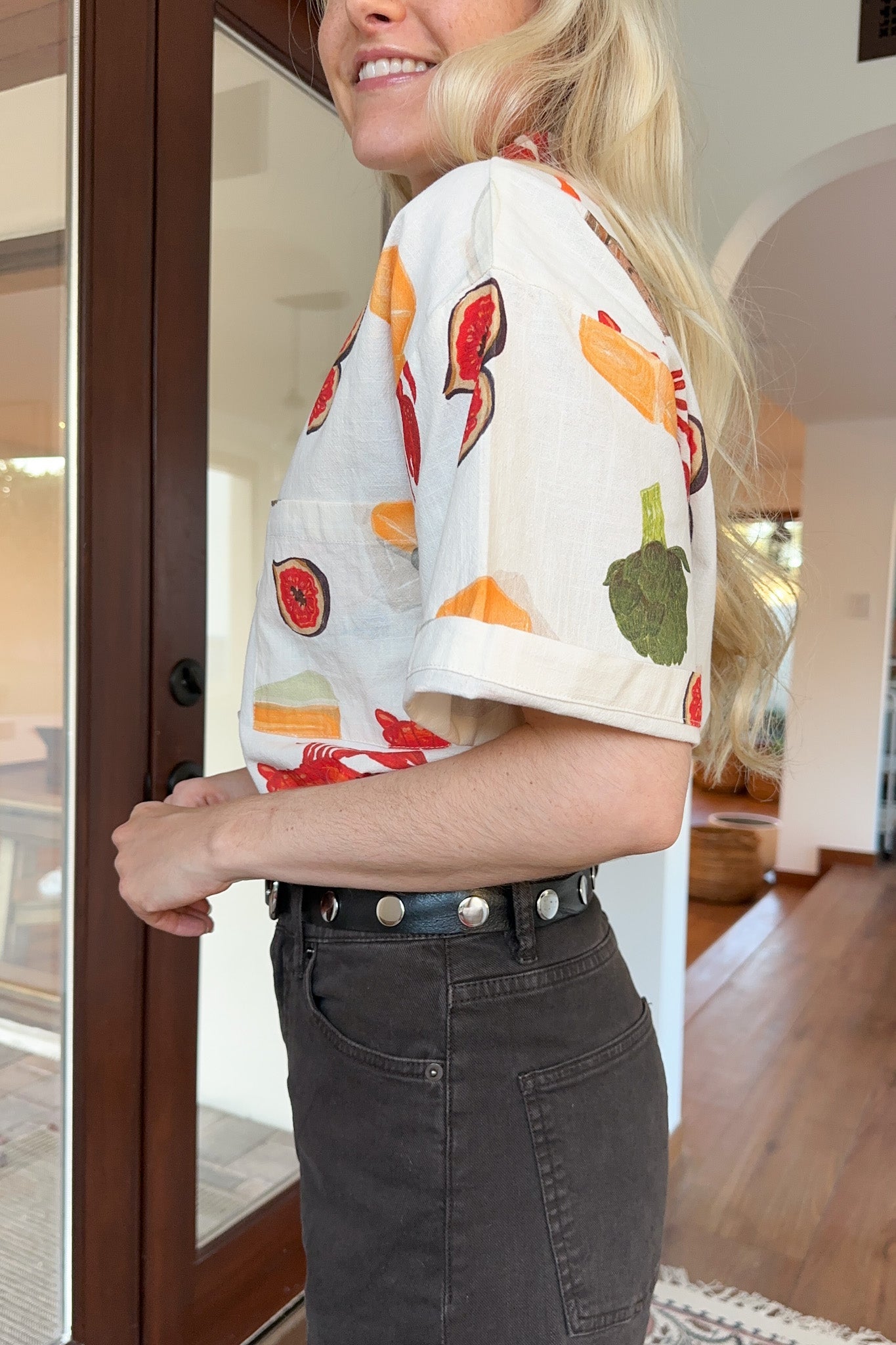 Bon Appetite Cotton Button Up Shirt - Neutral Ground