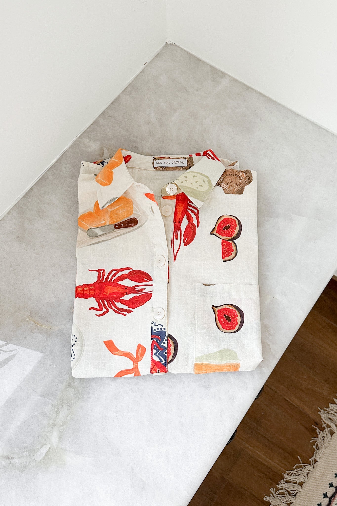 Bon Appetite Cotton Button Up Shirt - Neutral Ground