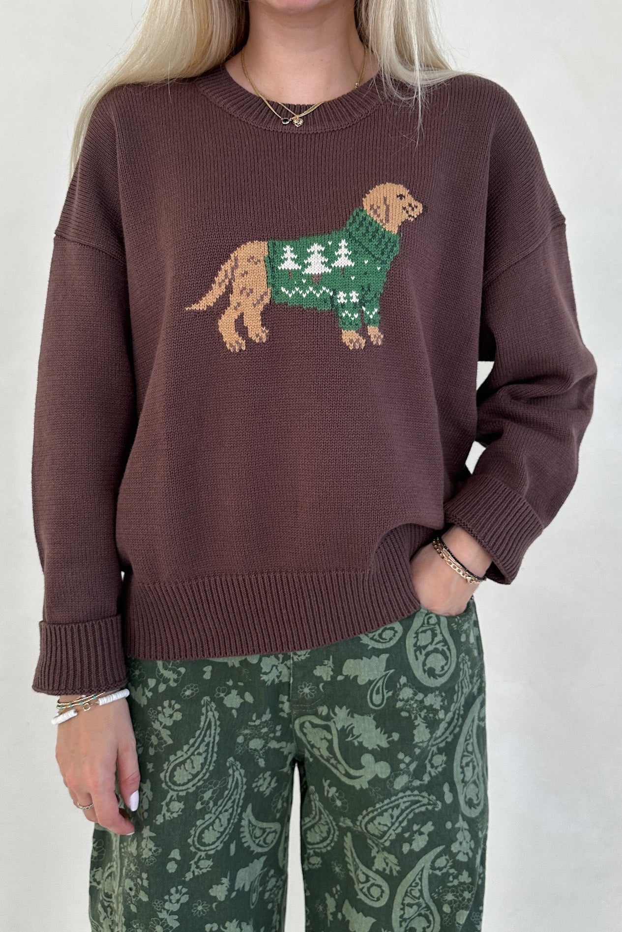 Brinkley Dog With Holiday Sweater Pullover - Neutral Ground