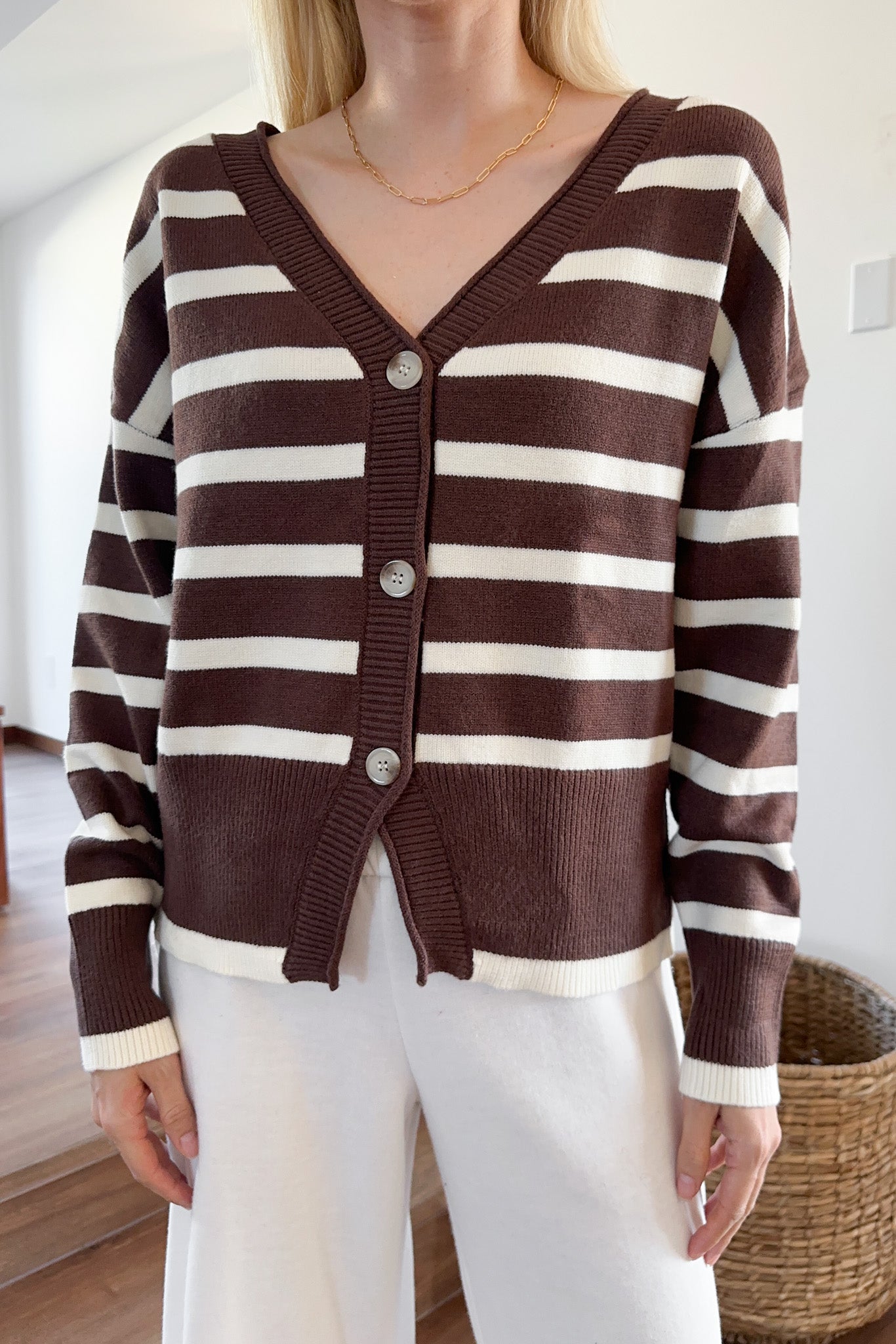 Brooklyn Striped Knit Cardigan - Neutral Ground